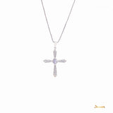 Sapphire Cabochon and Diamond Cross Pendant