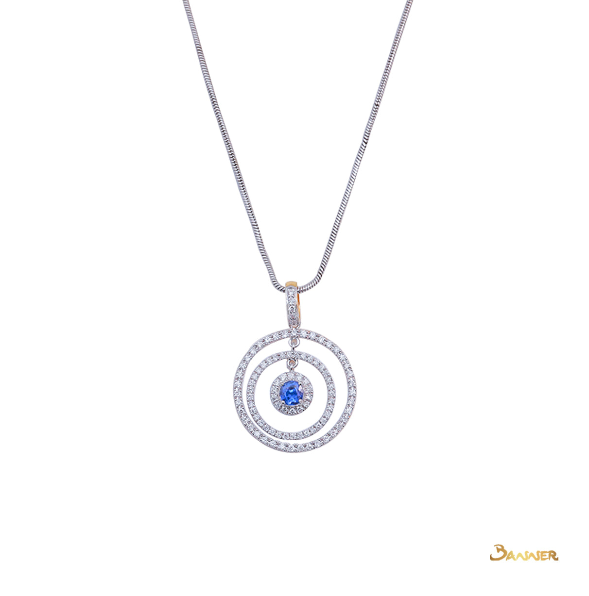 Sapphire and Diamond Bull's Eye Pendant