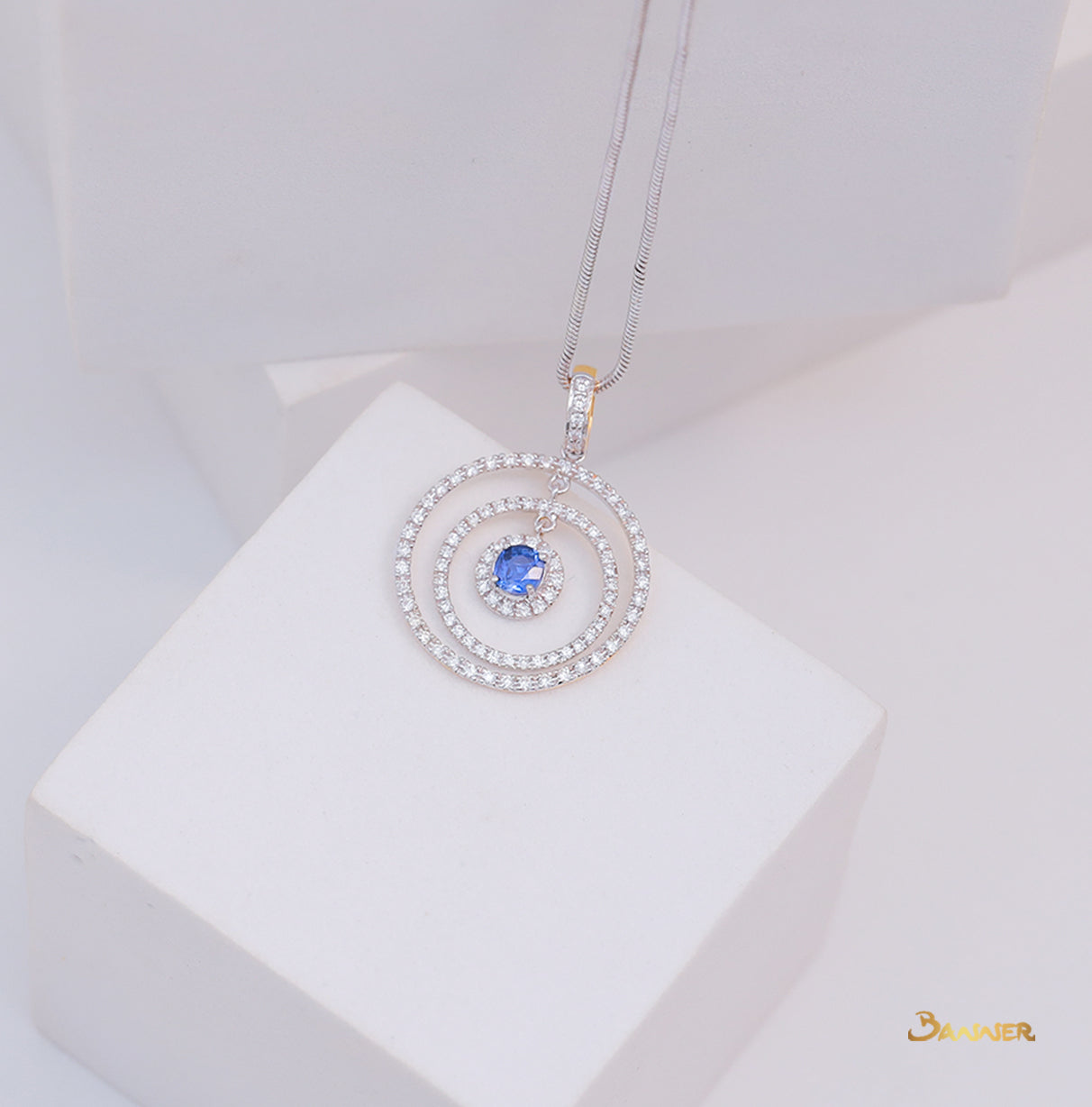 Sapphire and Diamond Bull's Eye Pendant