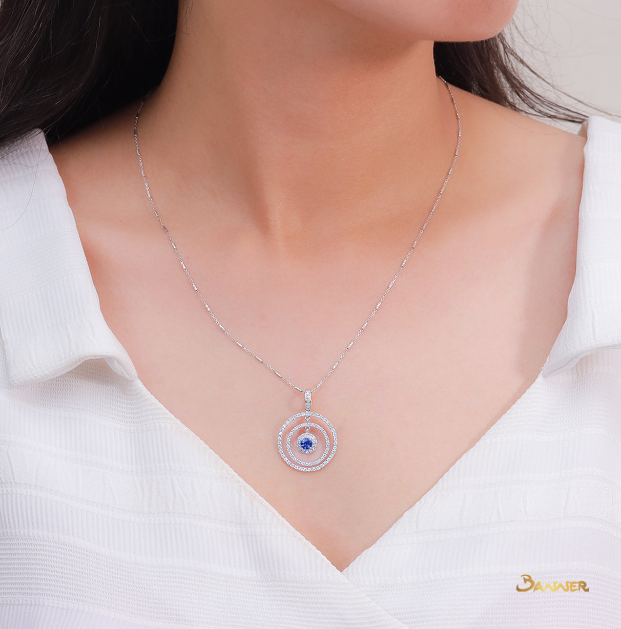 Sapphire and Diamond Bull's Eye Pendant