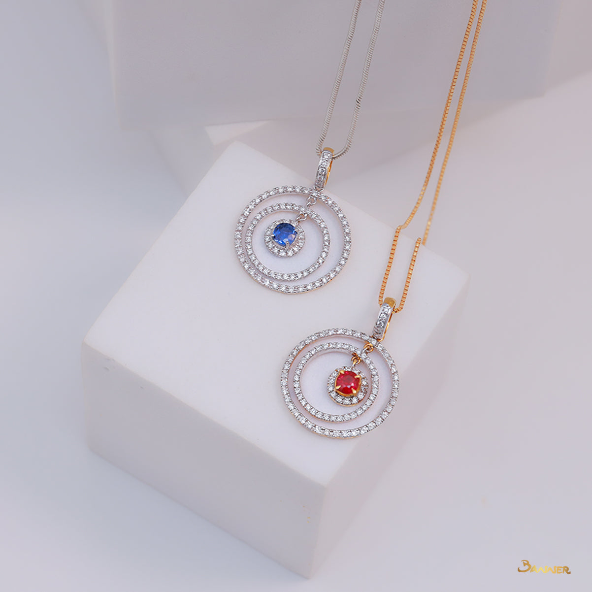 Ruby and Diamond Bull's Eye Pendant