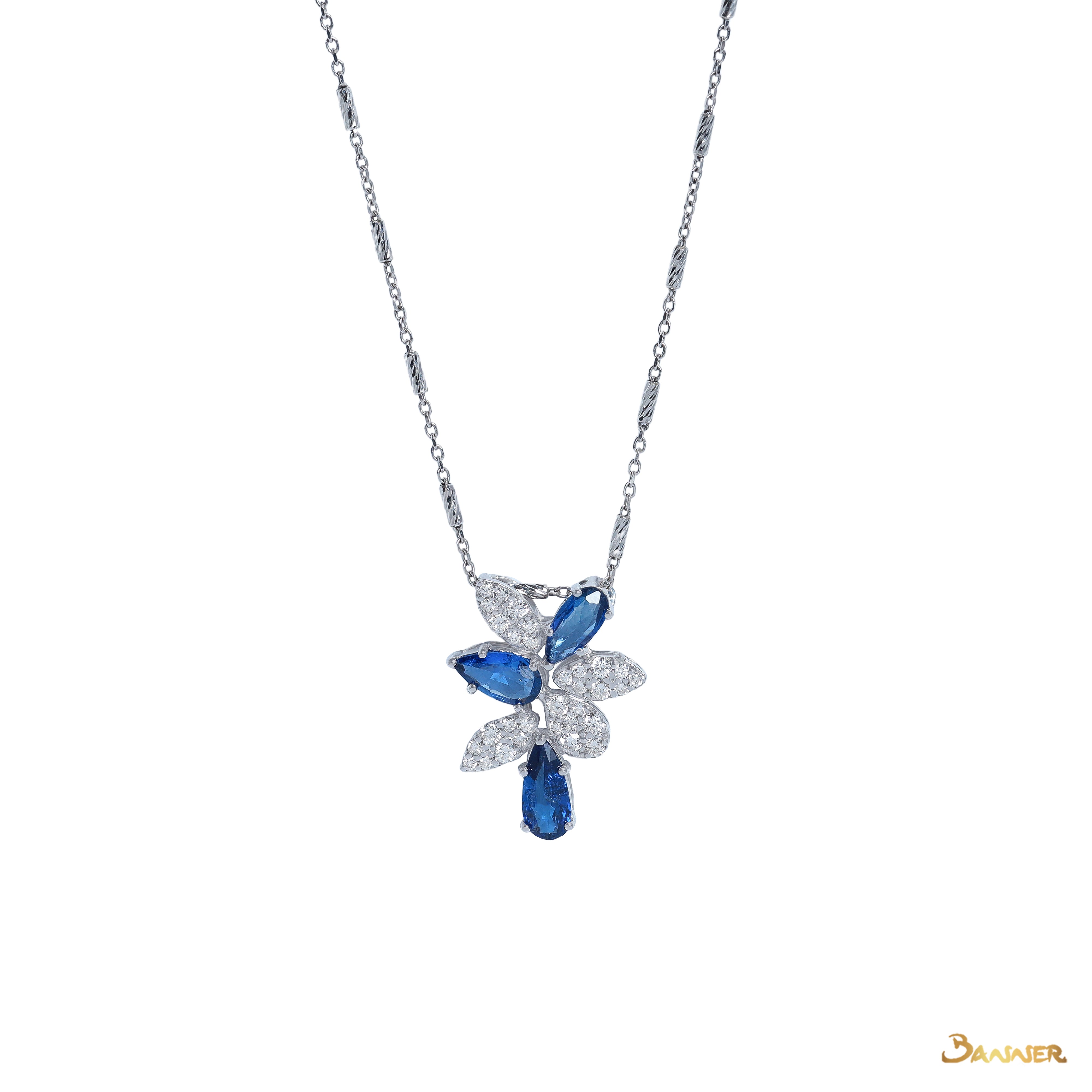 Sapphire and Diamond Floral Pendant