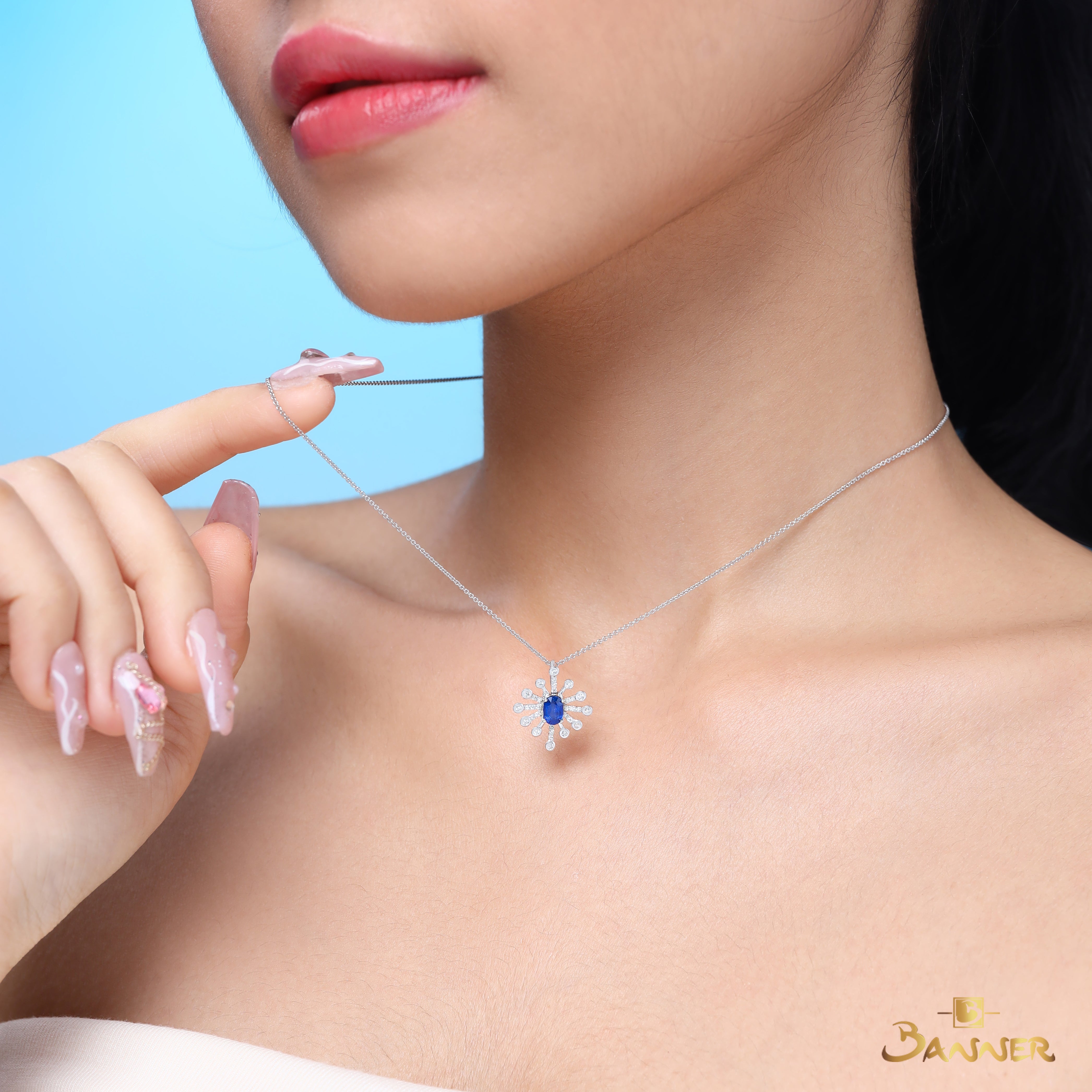 Sapphire and Diamond Nova Pendant