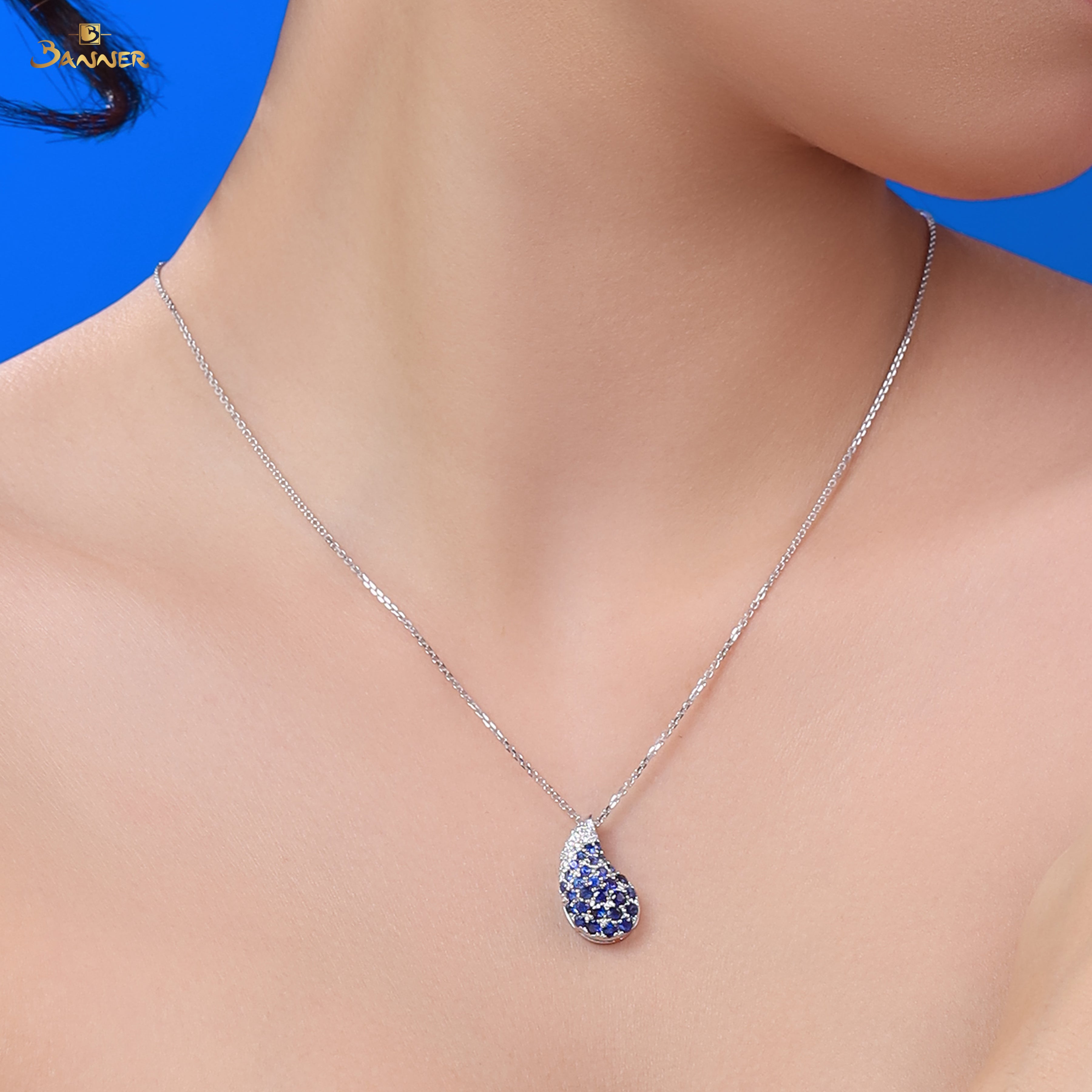 Sapphire and Diamond Drop Pendant