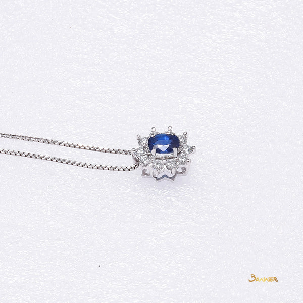 Sapphire and Diamond Sunflower Pendant