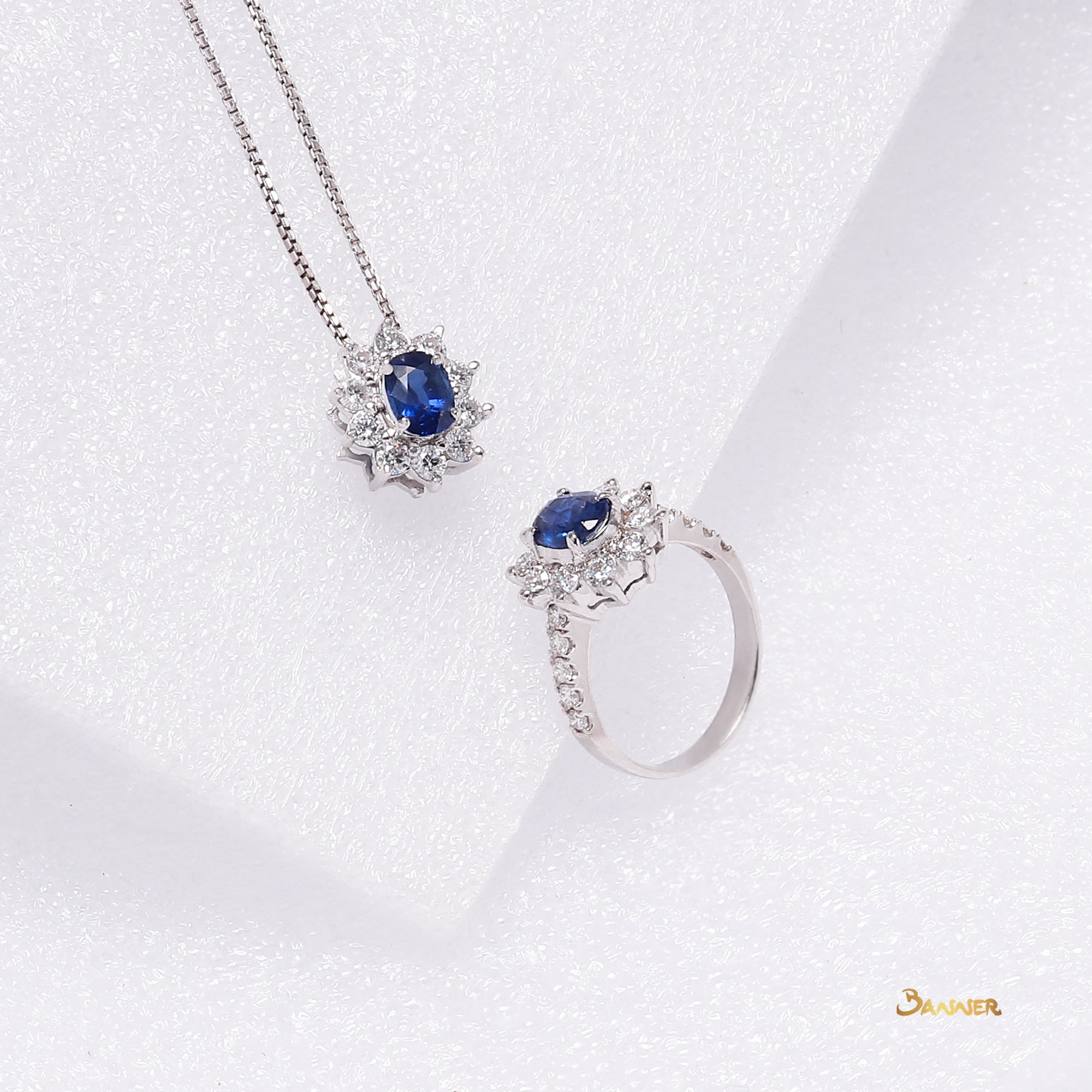 Sapphire and Diamond Sunflower Set