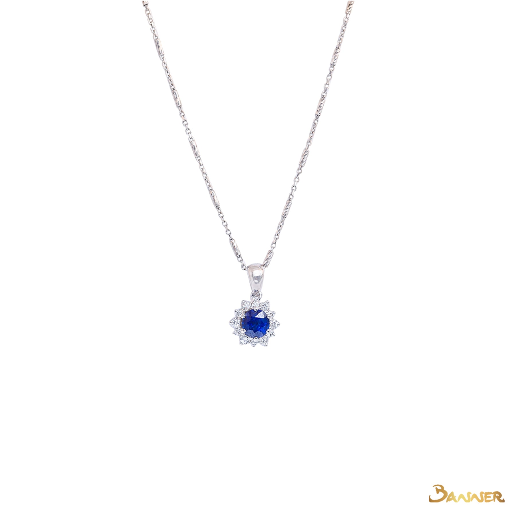 Sapphire and Diamond Sunflower Pendant