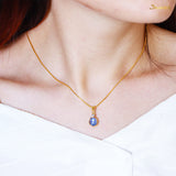 Star Sapphire Cabochon and Diamond Pendant