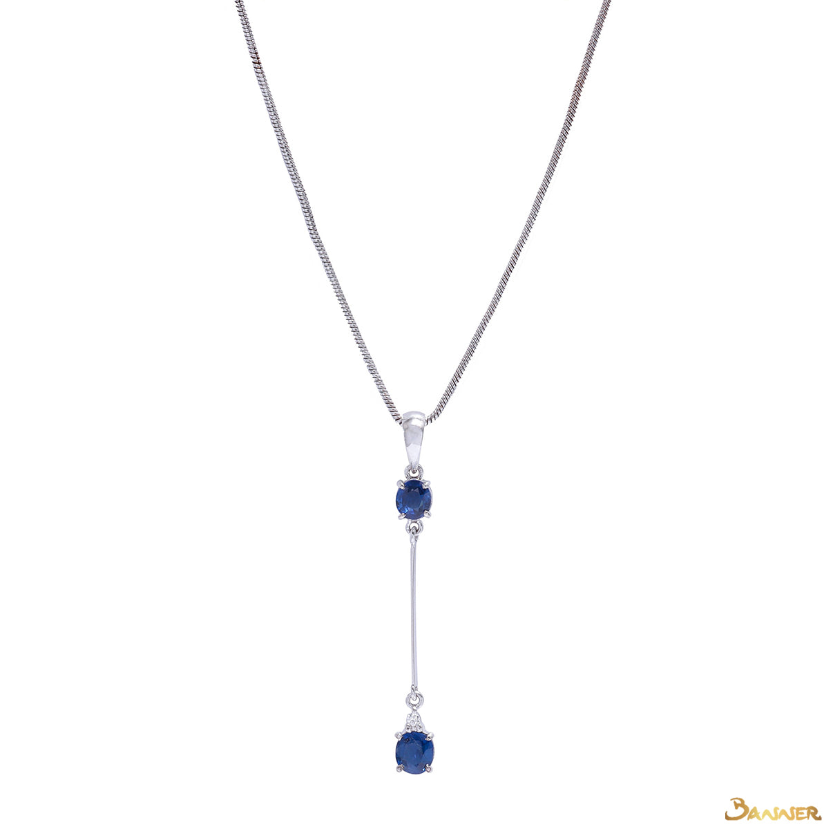 Sapphire and Diamond 2-Step Pendant