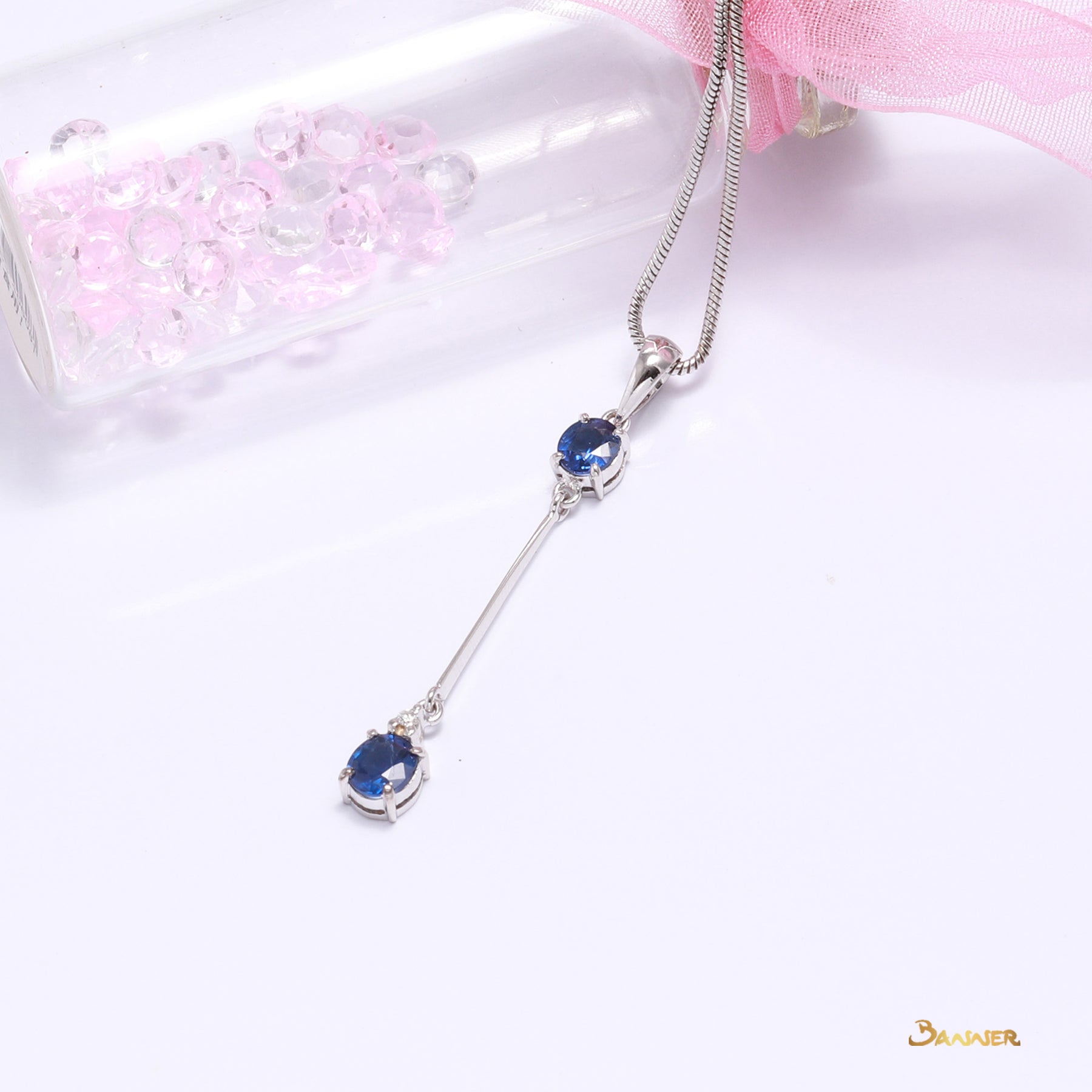 Sapphire and Diamond 2-Step Pendant