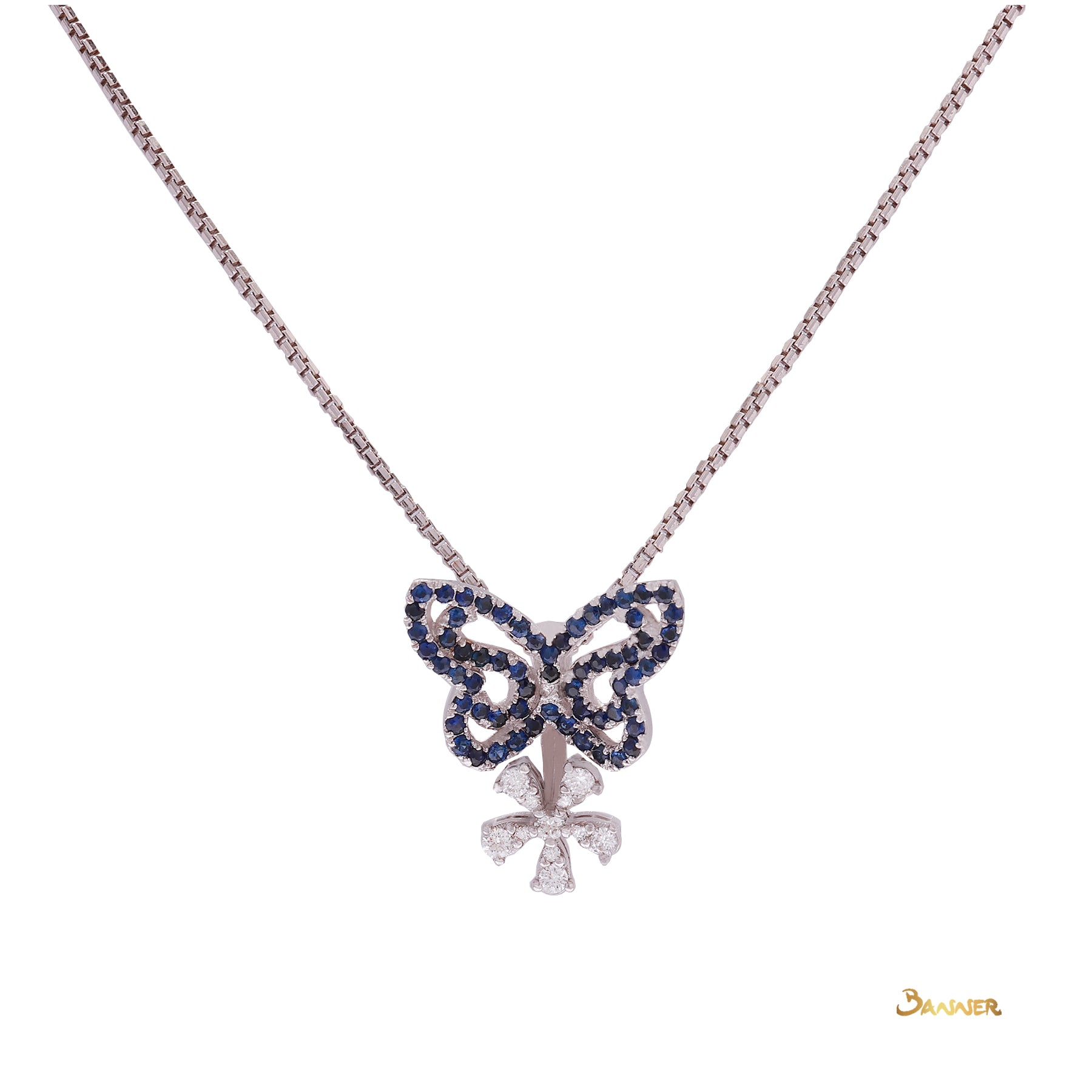 Sapphire and Diamond Butterfly Pendant