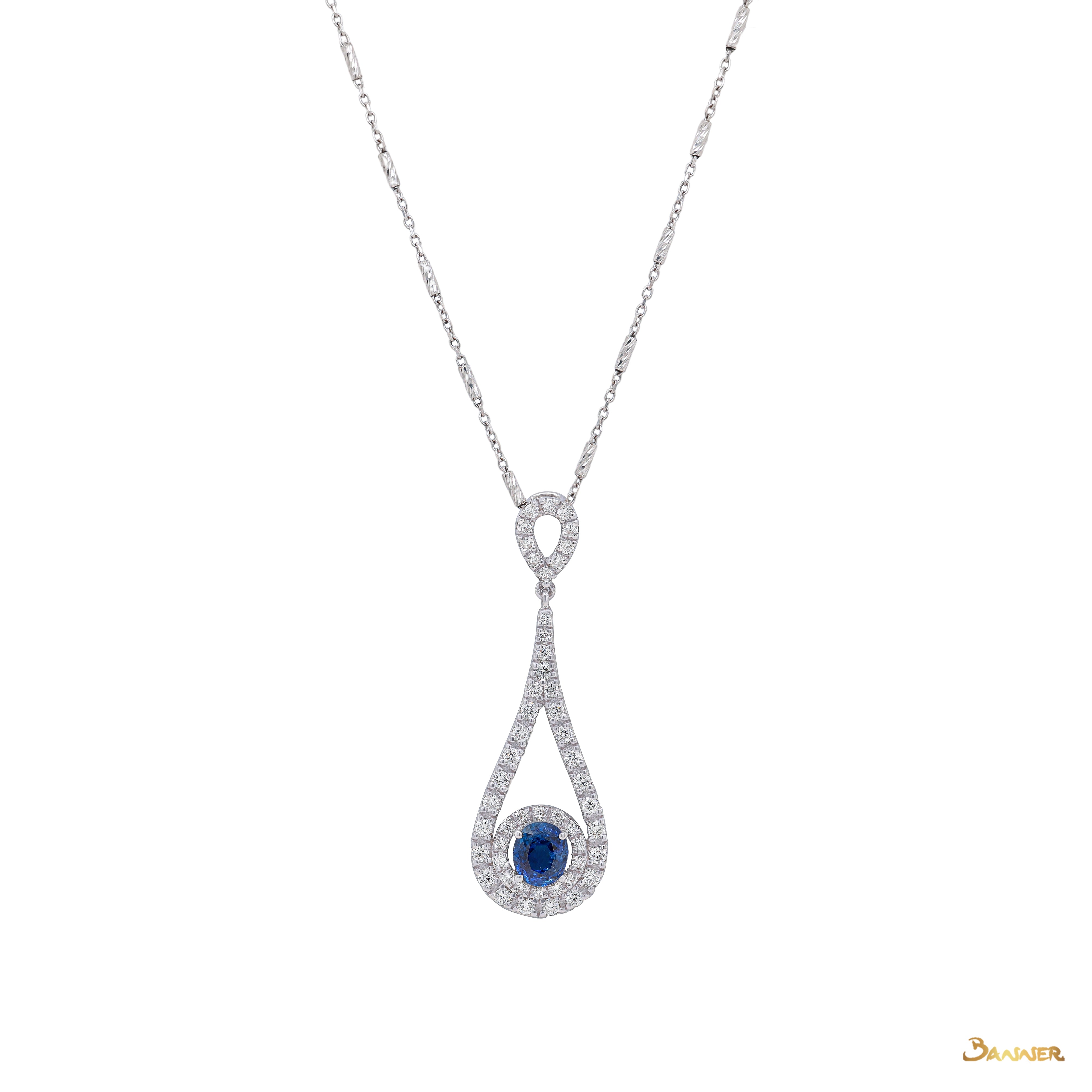 Sapphire and Diamond Drop Shape Pendant