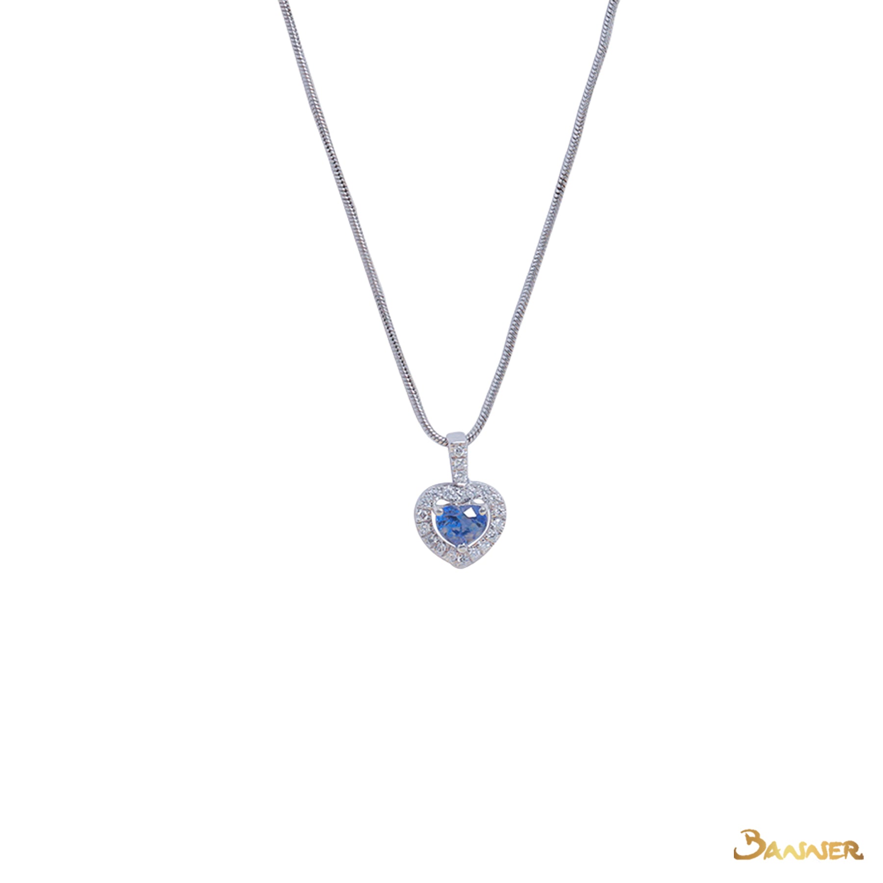 Sapphire and Diamond Heart Pendant