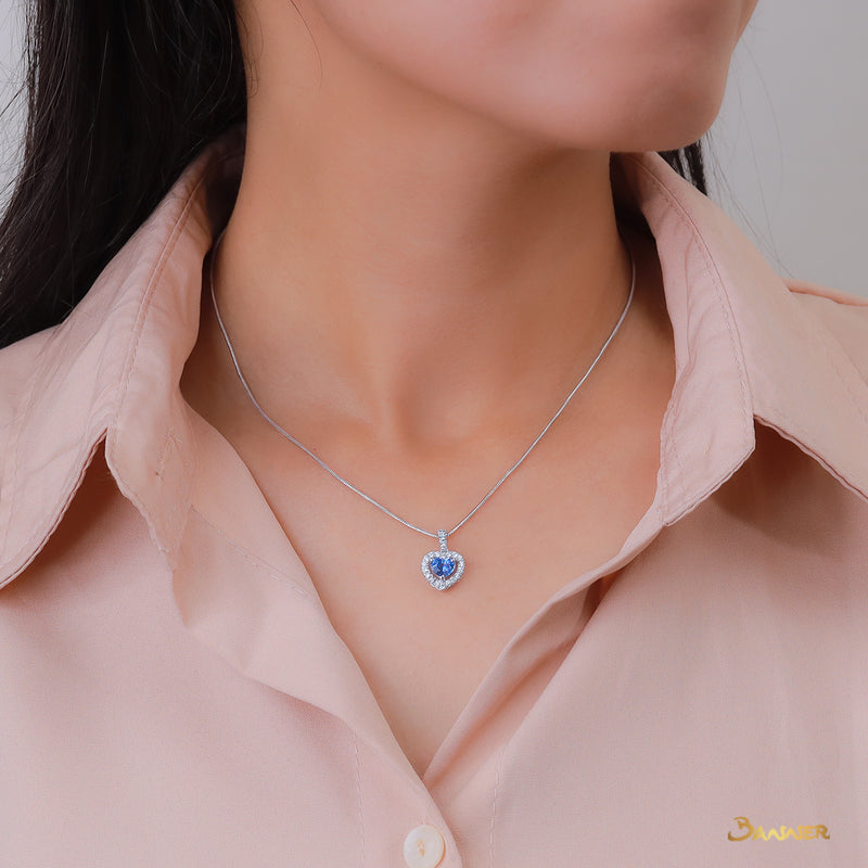Sapphire and Diamond Heart Pendant