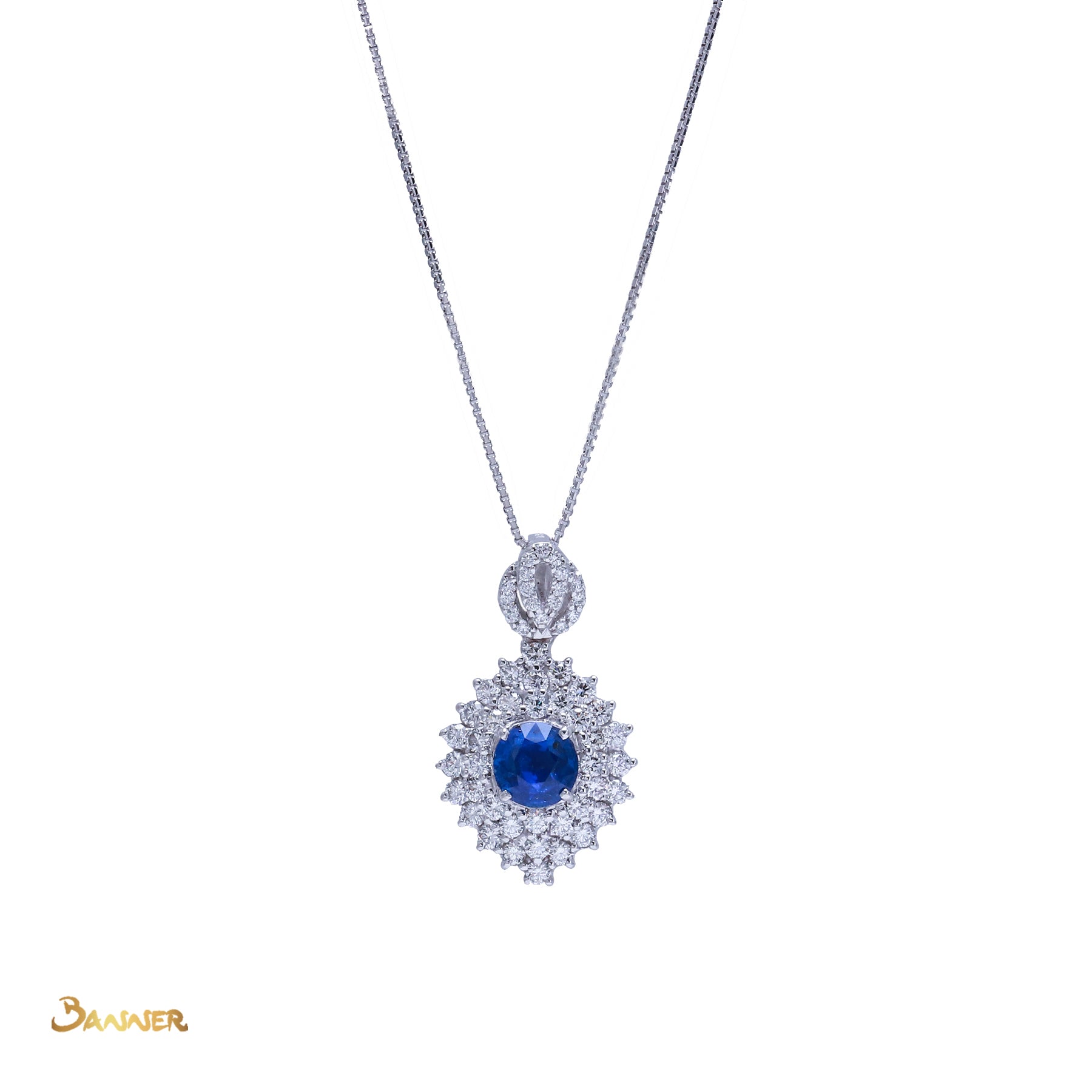 Sapphire and Diamond Myat-Lone Pendant (Mogok Sapphire 2.48 cts.)