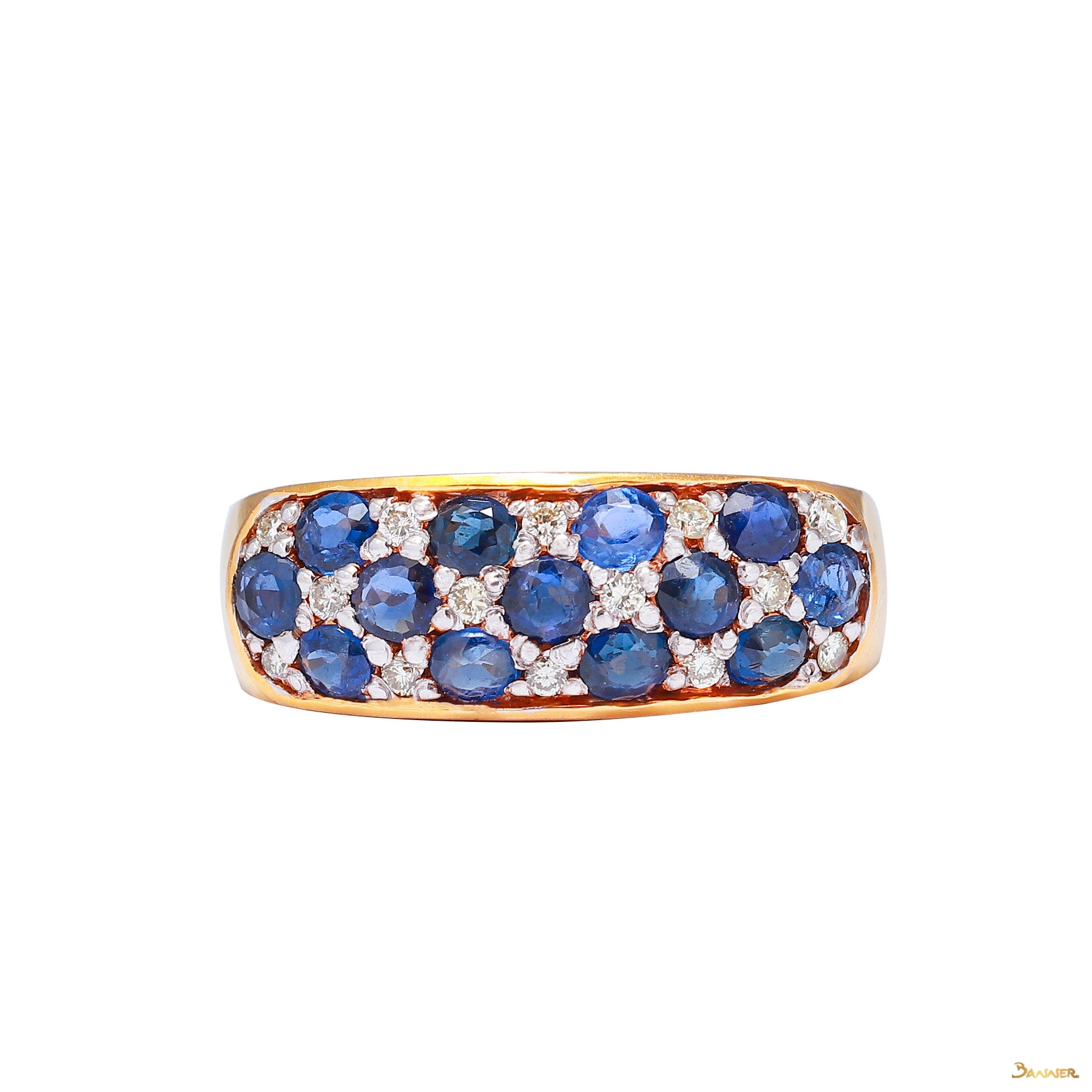 Sapphire and Diamond Checkered Ring