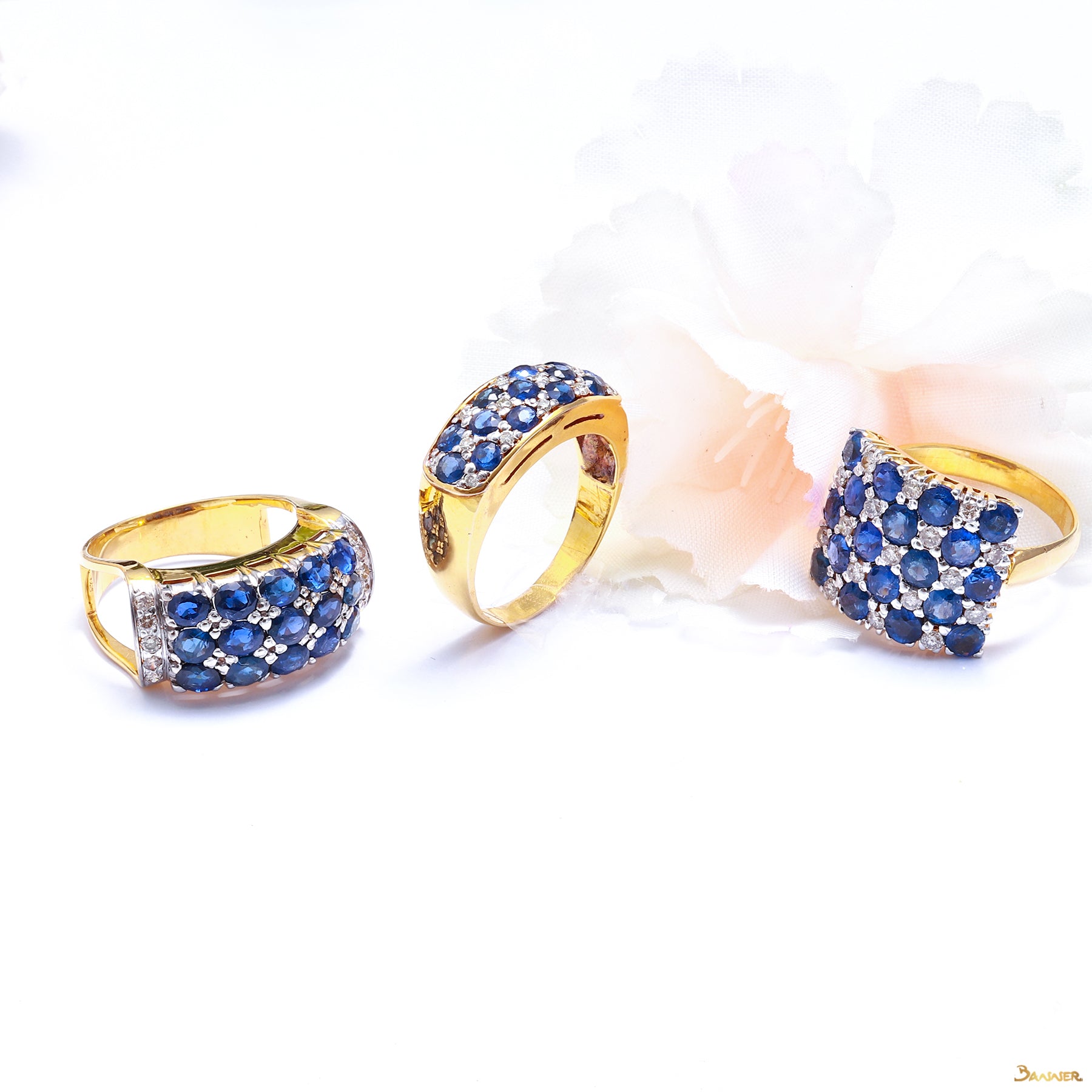 Sapphire and Diamond Checkered Ring