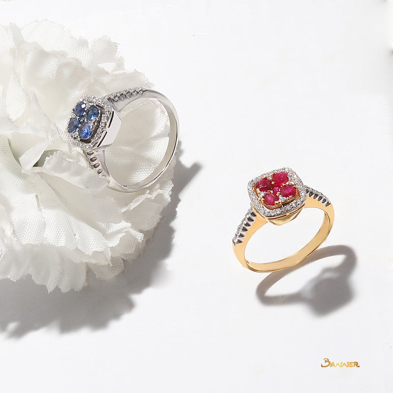 Sapphire and Diamond Flower Rings