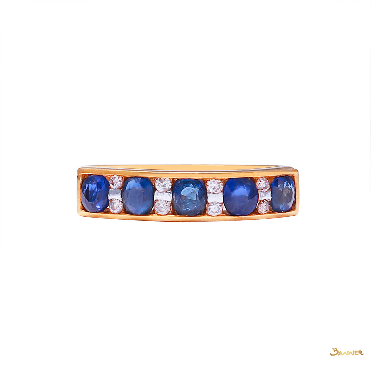 Sapphire and Diamond Channel Ring