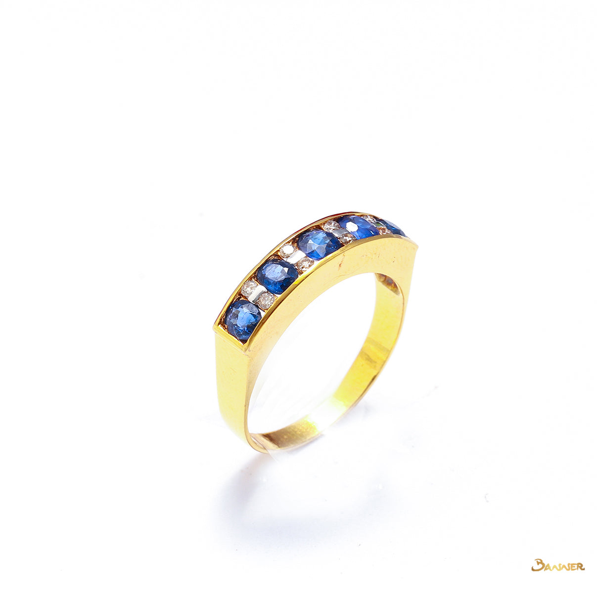 Sapphire and Diamond Channel Ring