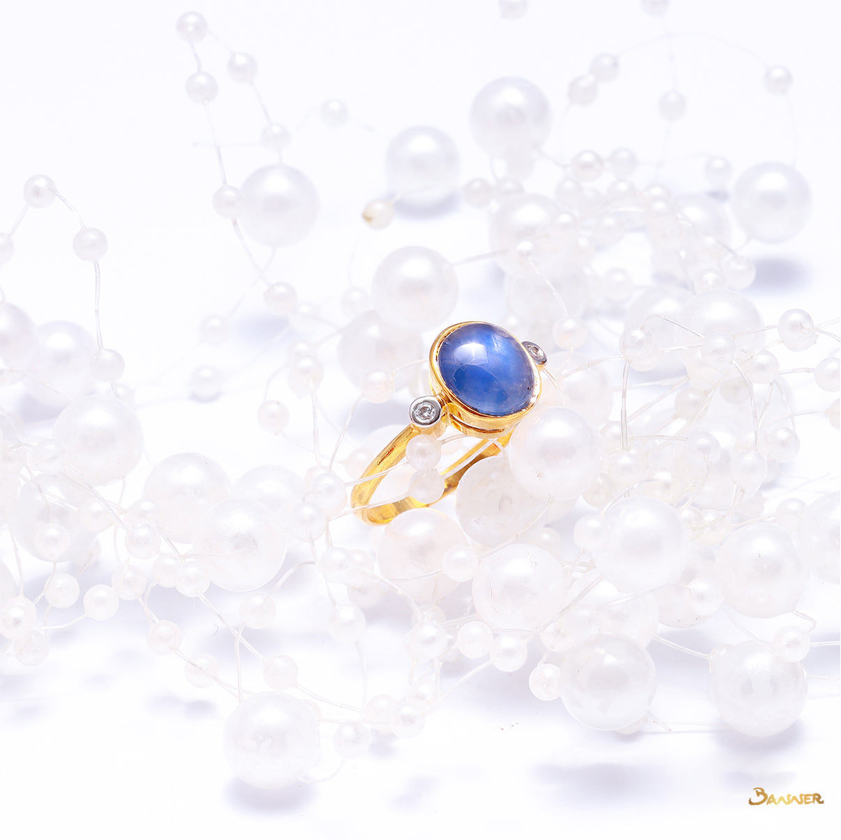 Star Sapphire and Diamond Ring