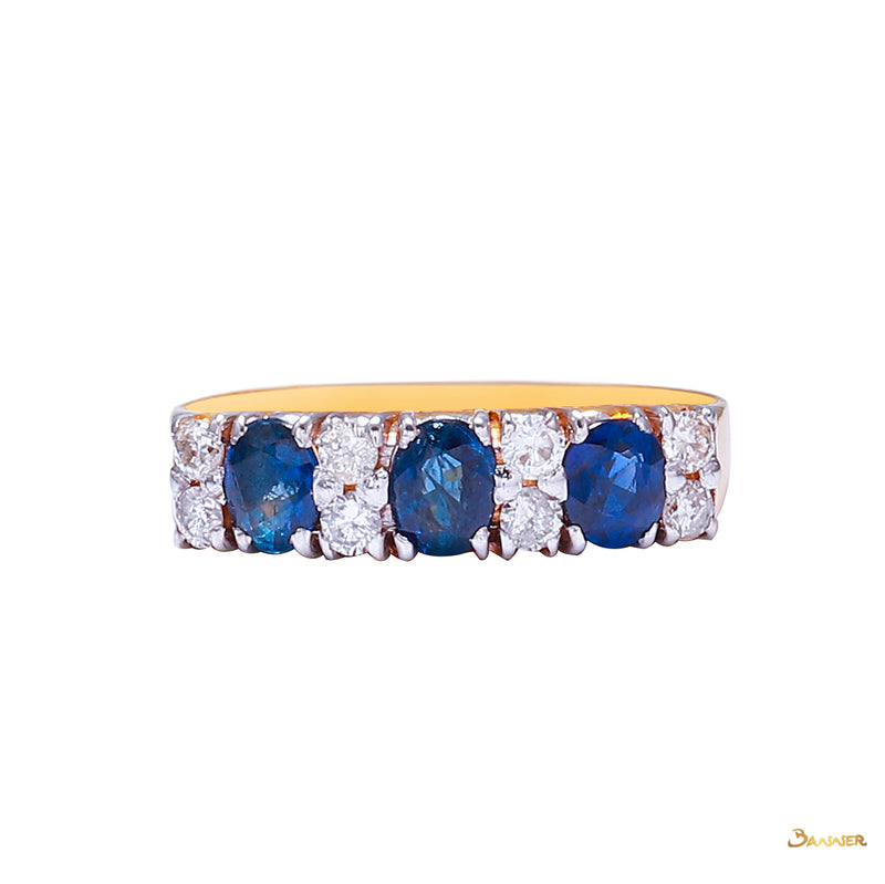 Sapphire and Diamond Pave Setting Ring