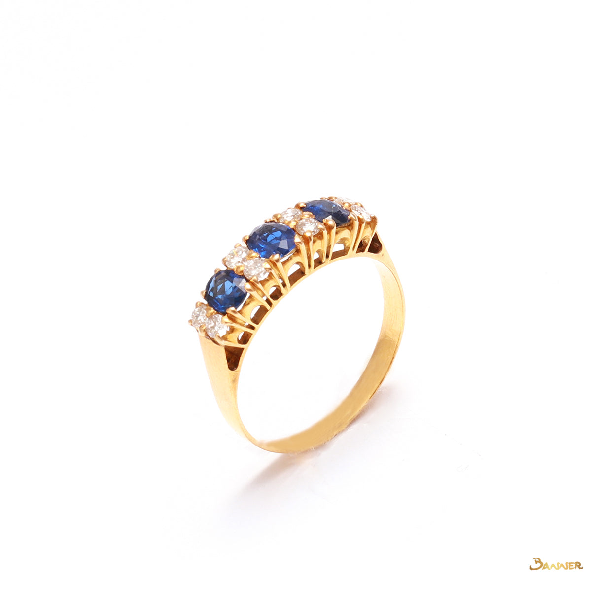 Sapphire and Diamond Pave Setting Ring