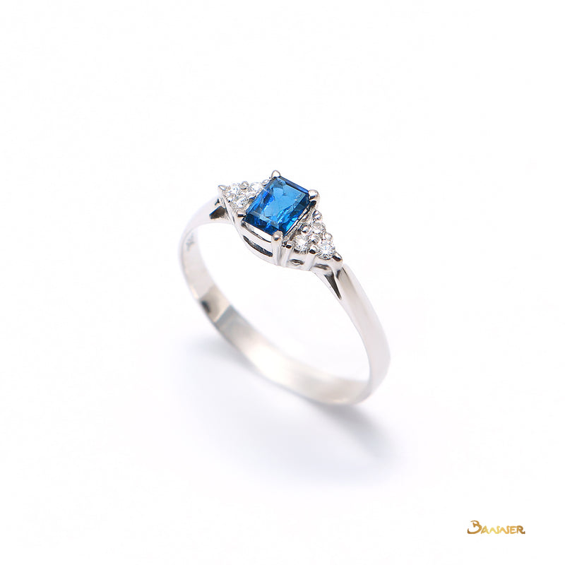 Emerald-cut Sapphire and Diamond Petite Ring