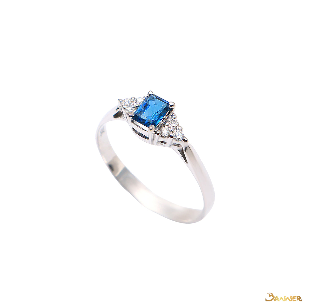 Emerald-cut Sapphire and Diamond Petite Ring