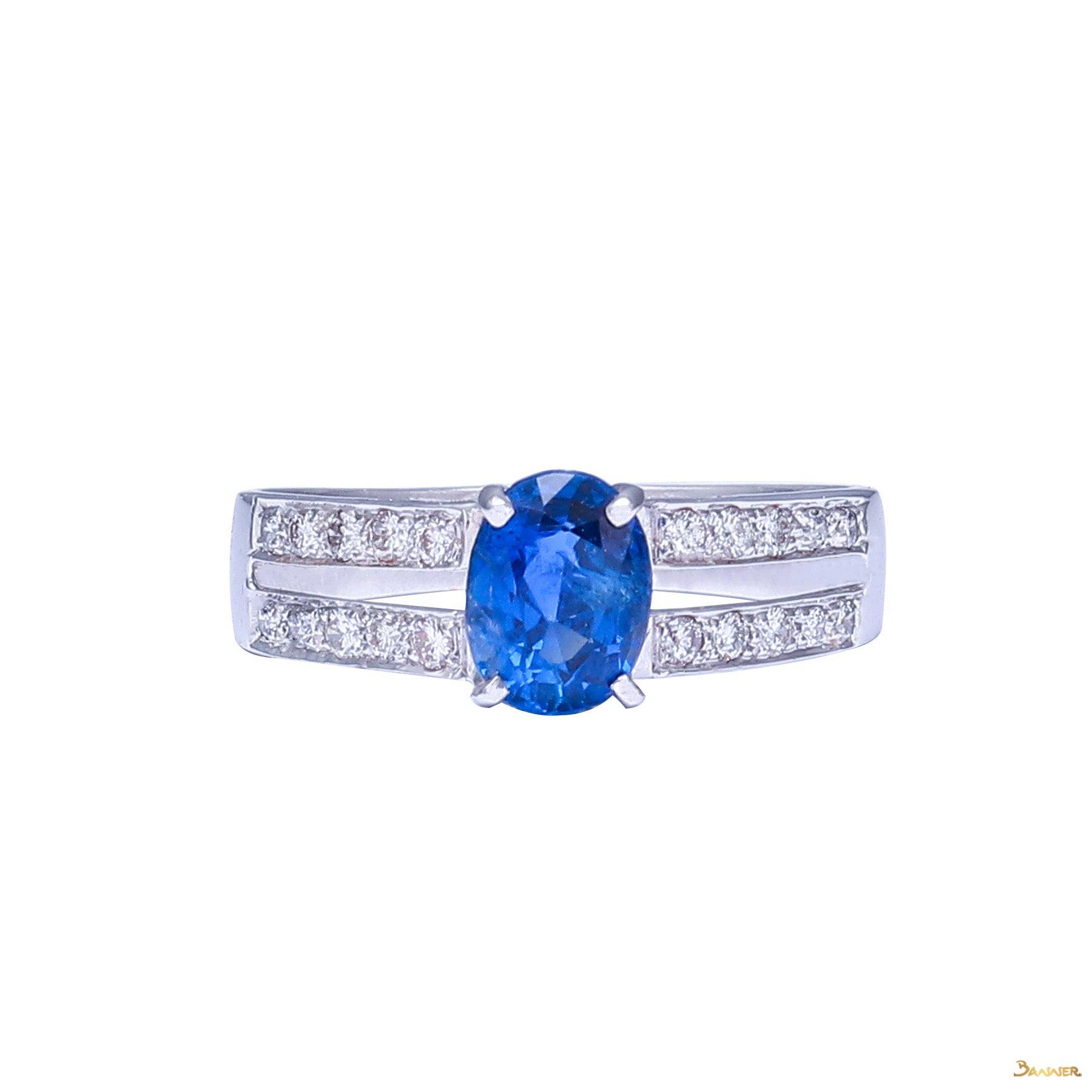 Sapphire and Diamond Double Channel Ring