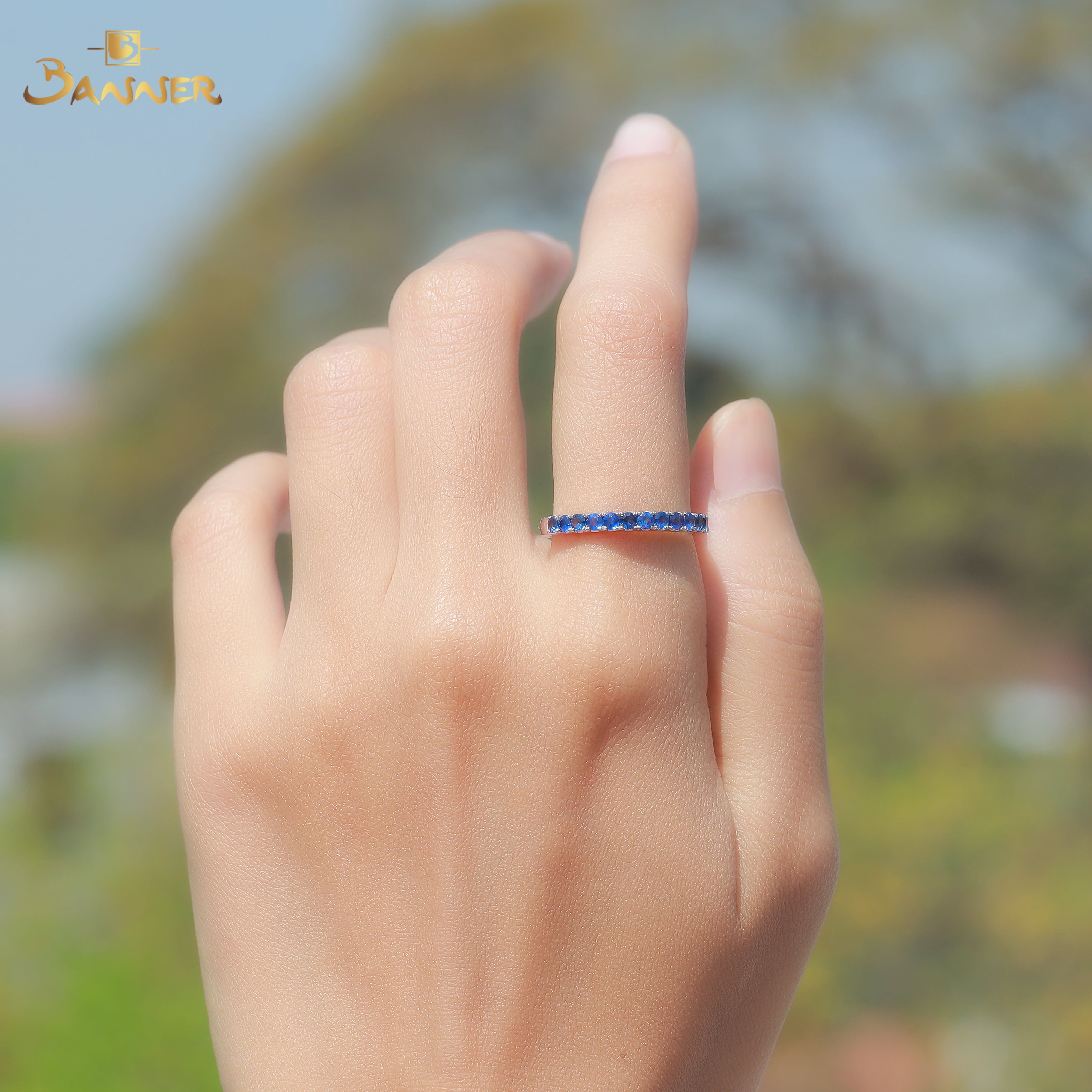 Sapphire Pave Setting Ring