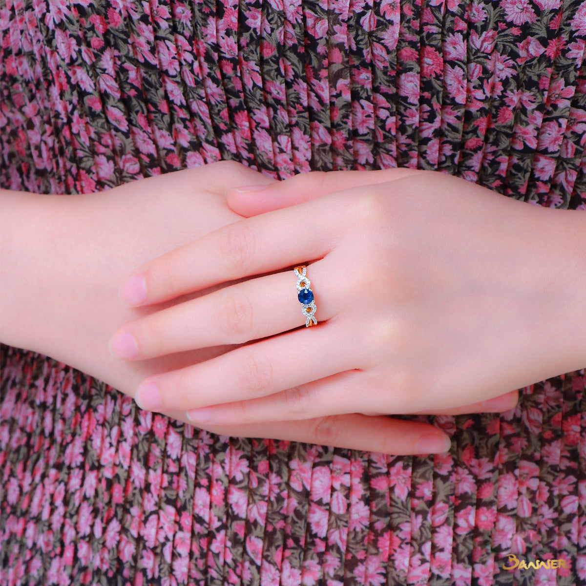 Sapphire and Diamond Infinity Ring