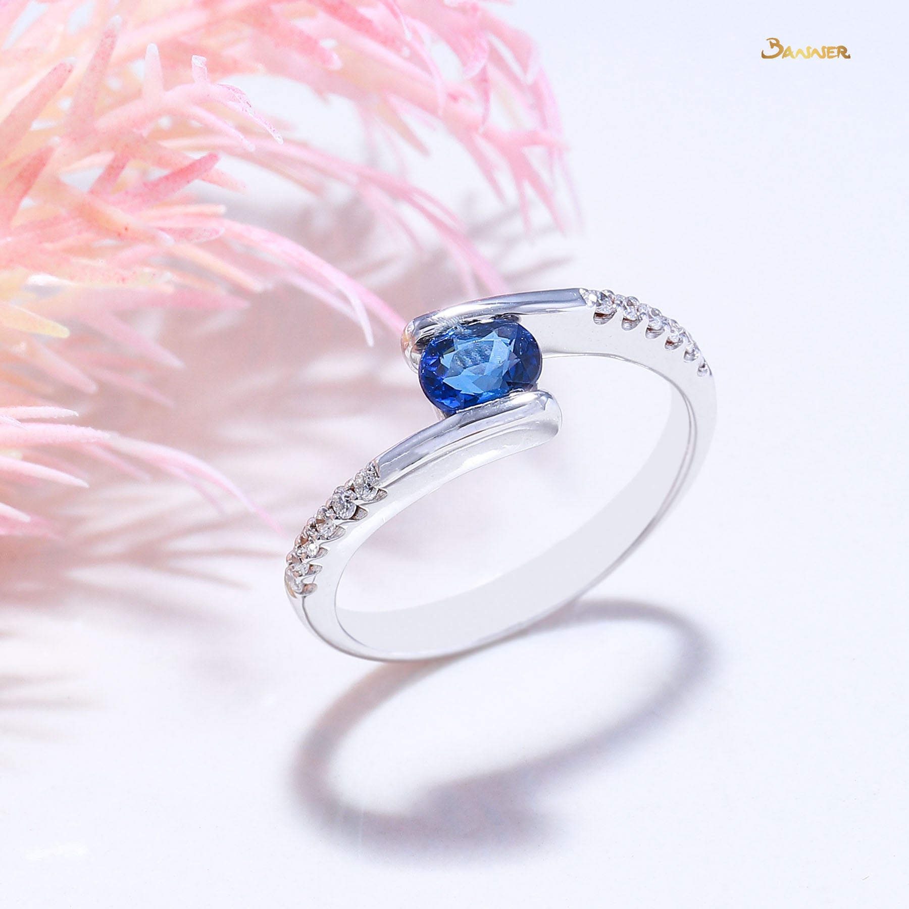 Sapphire and Diamond Bypass Ring