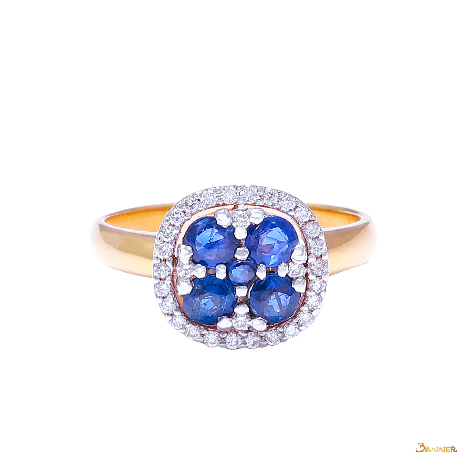 Sapphire and Diamond Flower Ring