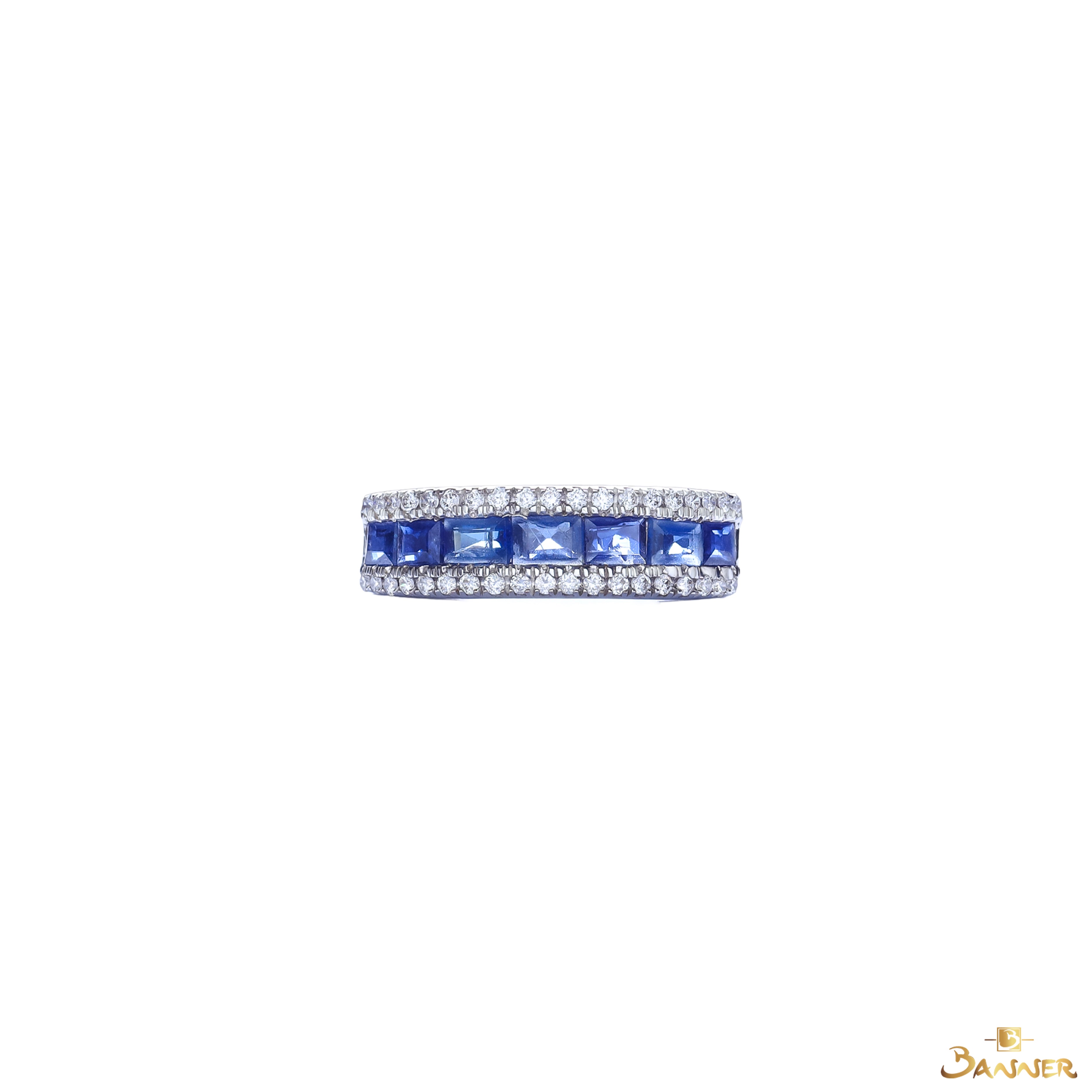 Emerald-cut Sapphires and Diamond Tier Ring
