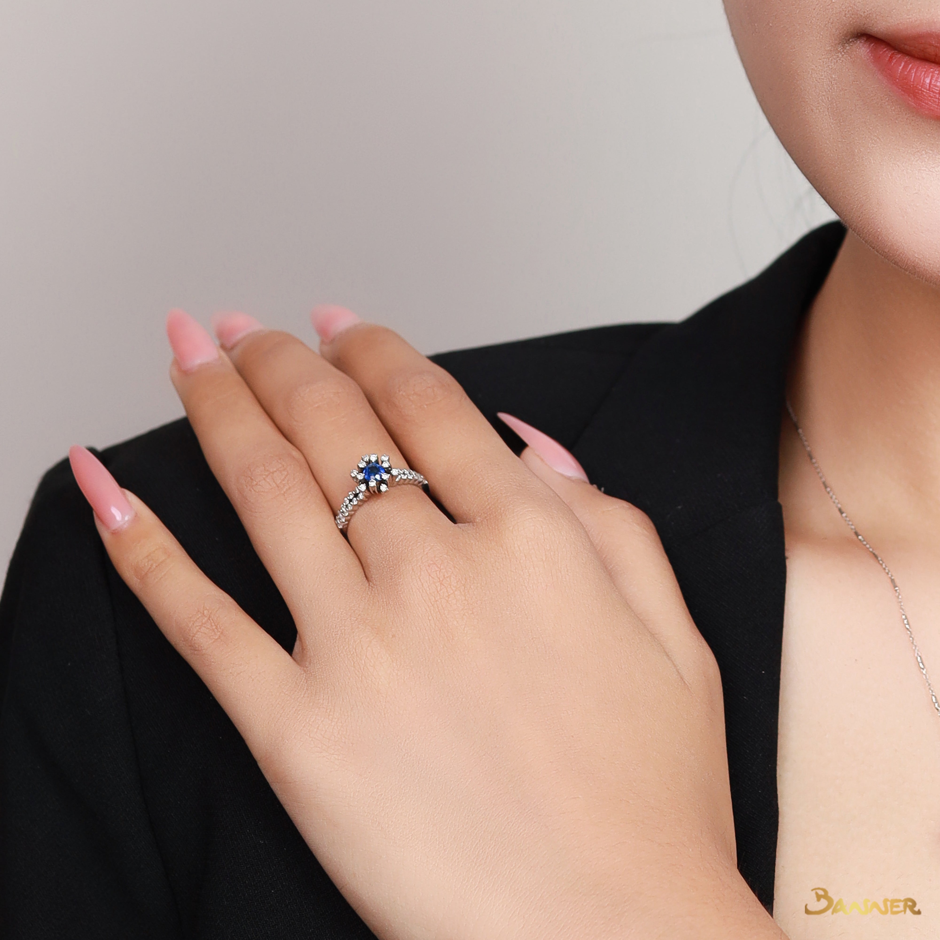 Sapphire and Diamond Rose Ring