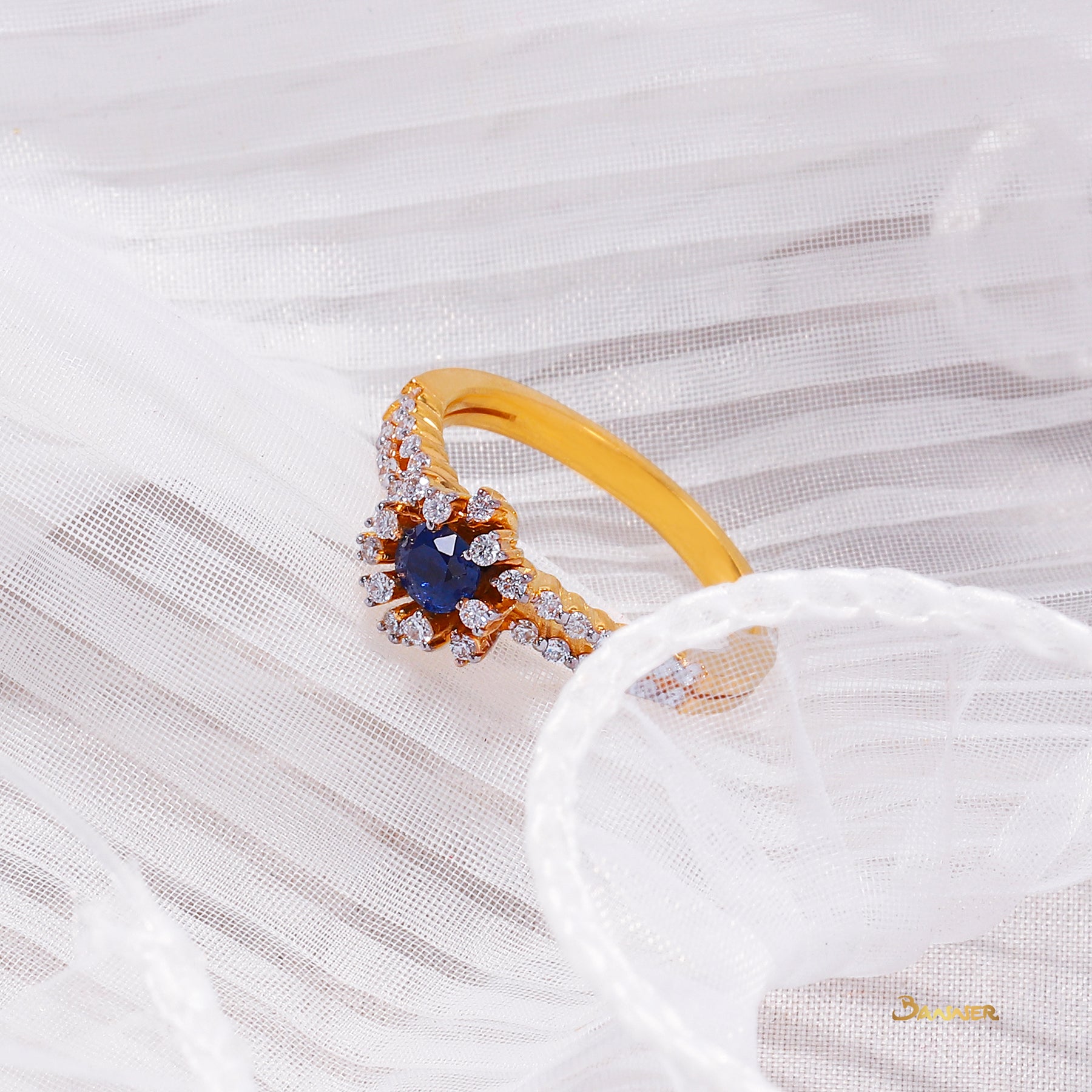 Sapphire and Diamond Rose Ring