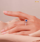 Sapphire and Diamond Rose Ring