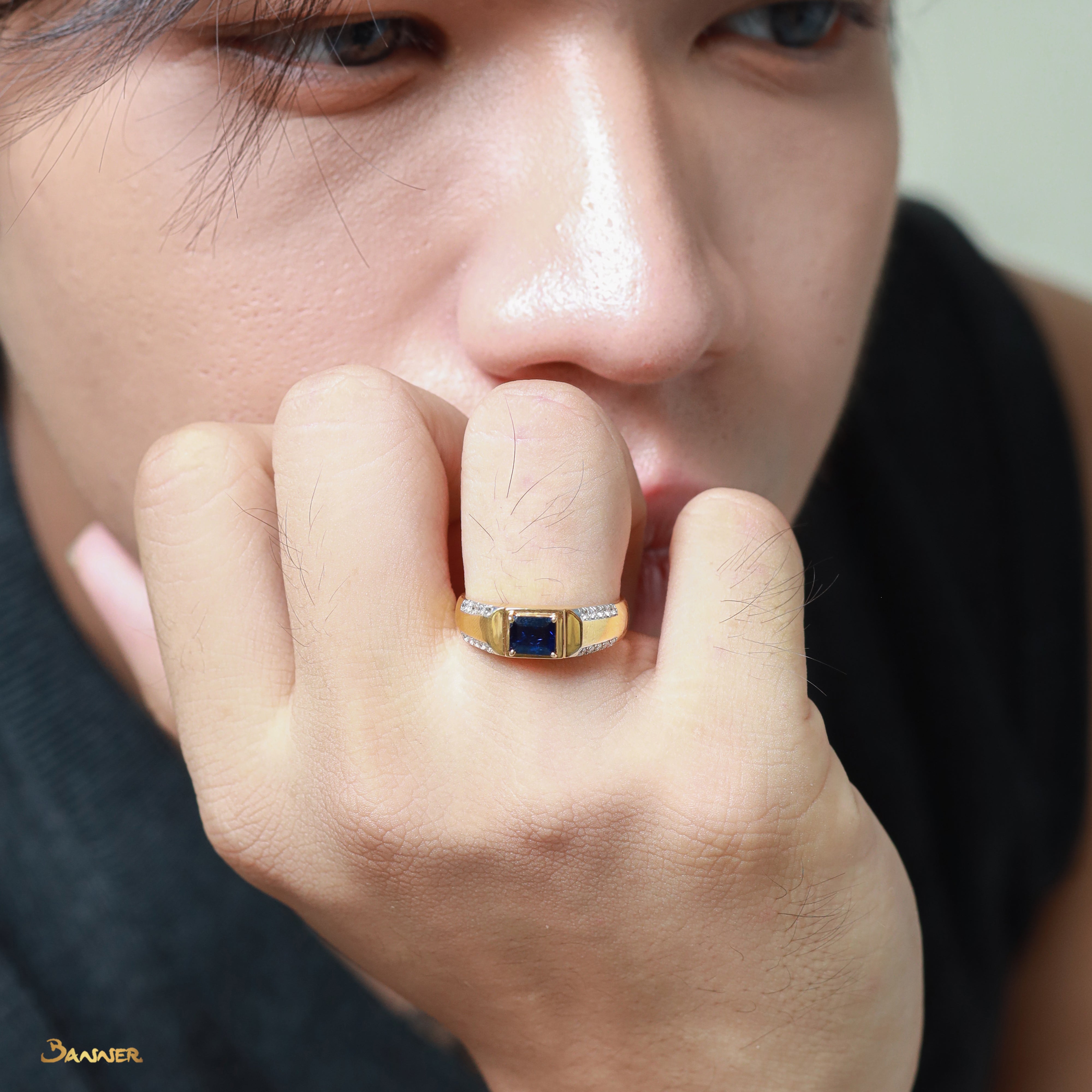 Sapphire and Diamond Men Ring