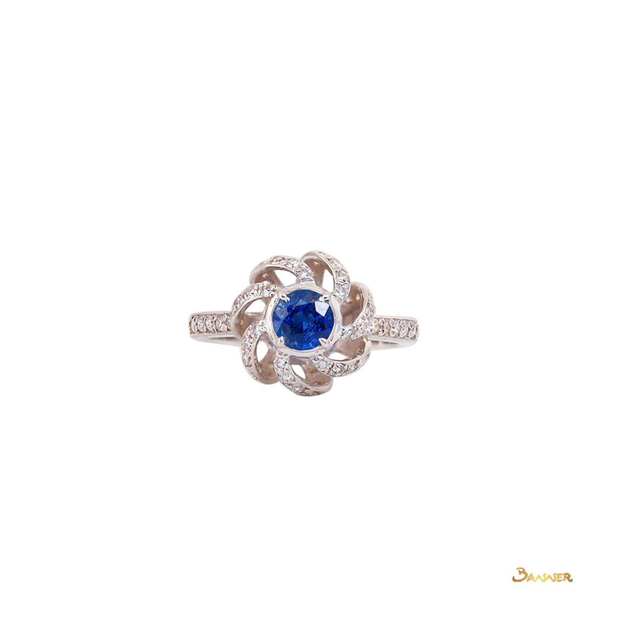 Sapphire and Diamond Pumpkin Ring