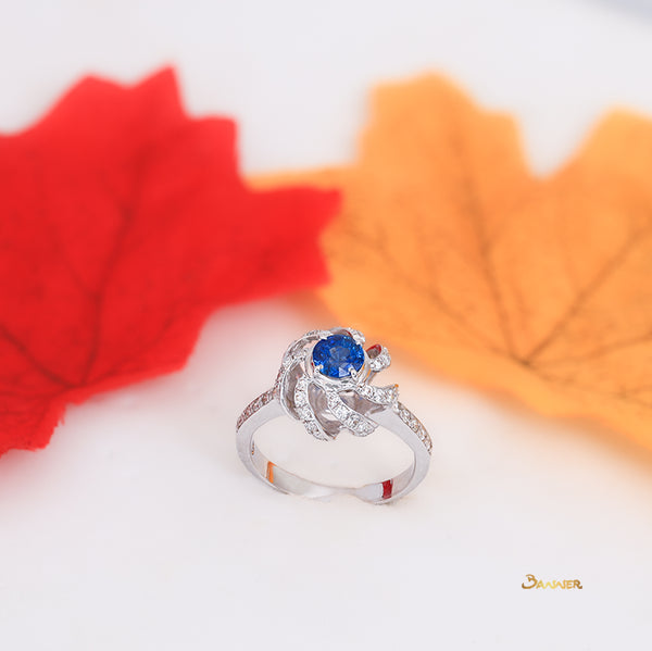 Sapphire and Diamond Pumpkin Ring
