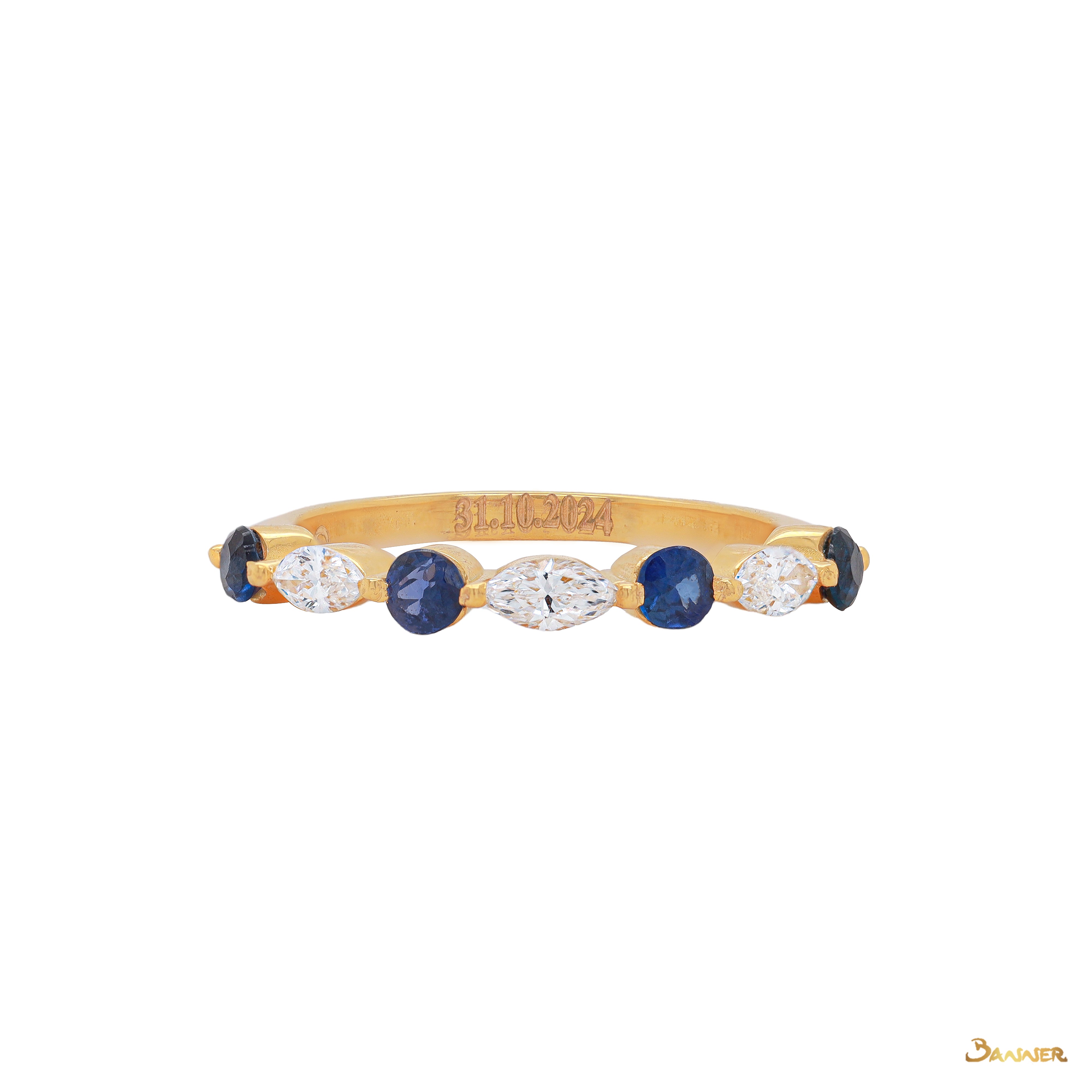 Sapphire and Marquise Diamond Alternate Ring