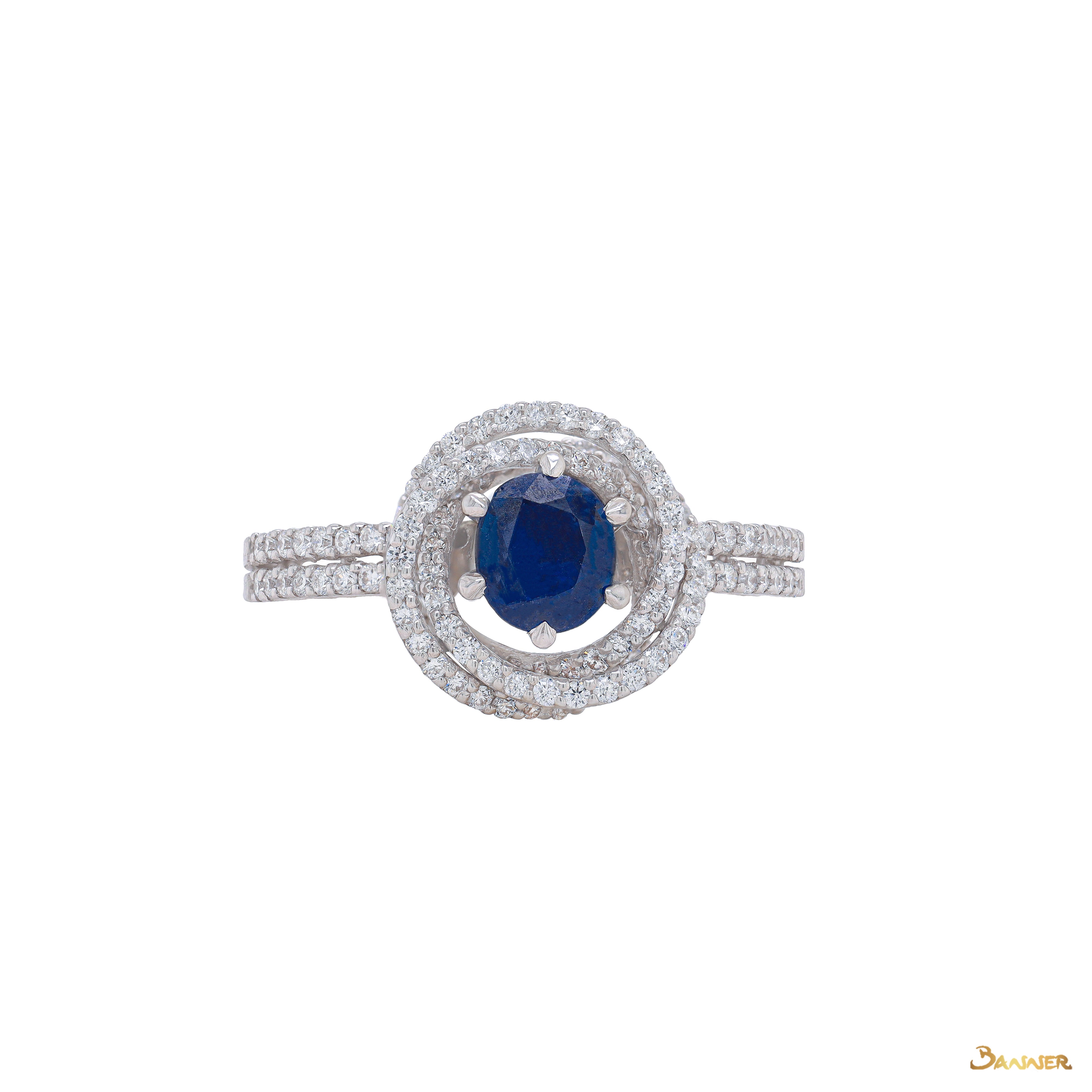 Sapphire and Diamond Rose Ring