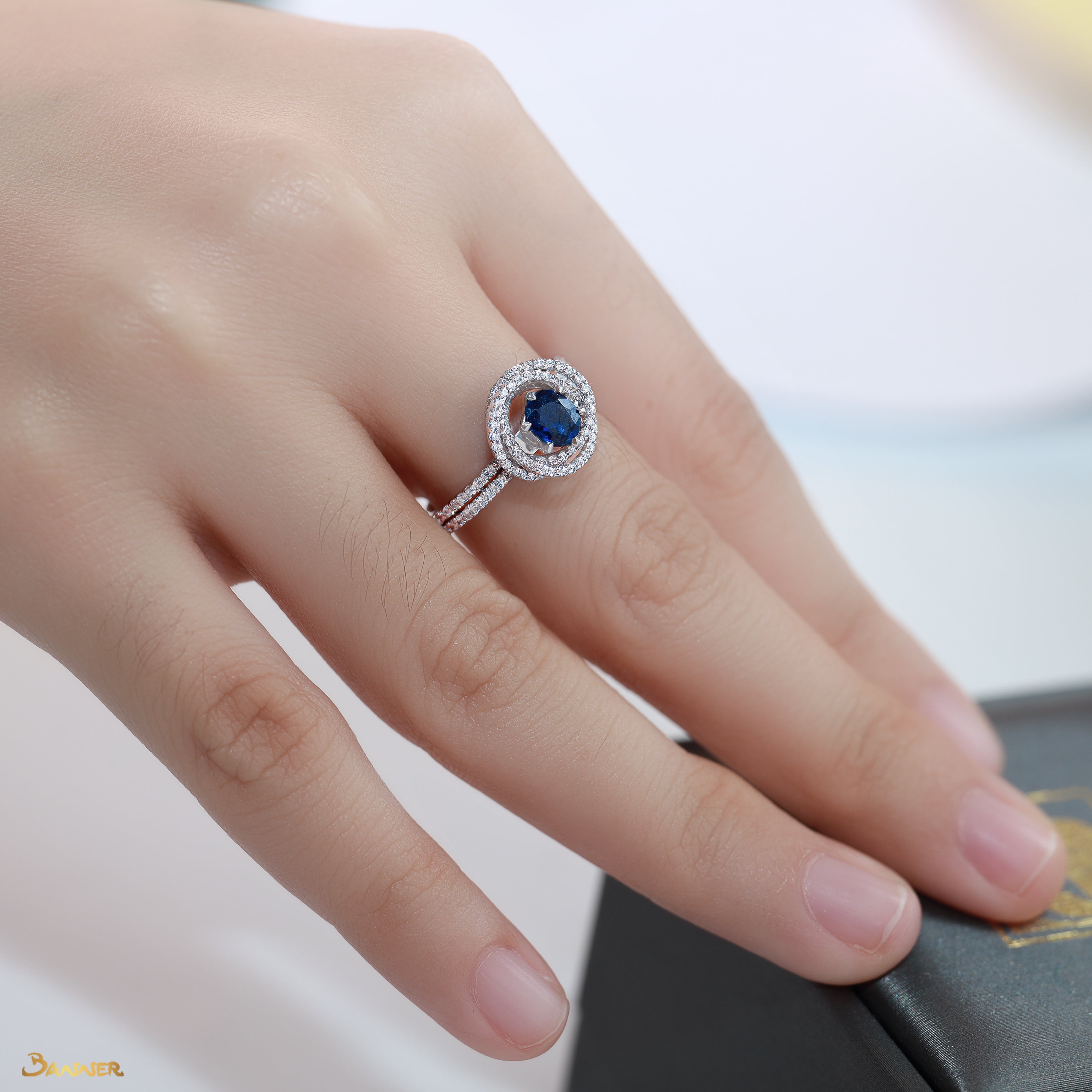 Sapphire and Diamond Rose Ring