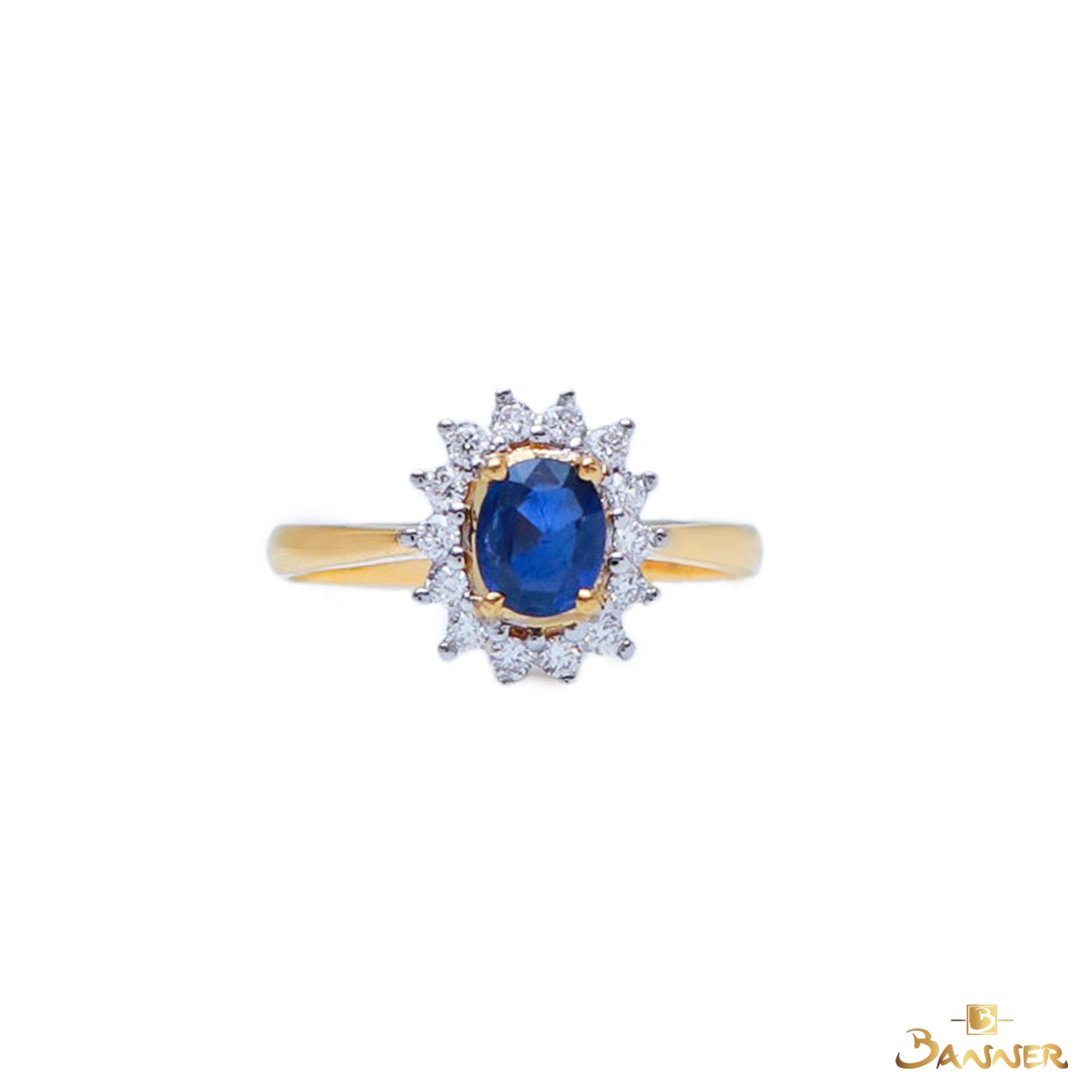Sapphire and Diamond Sunflower Ring