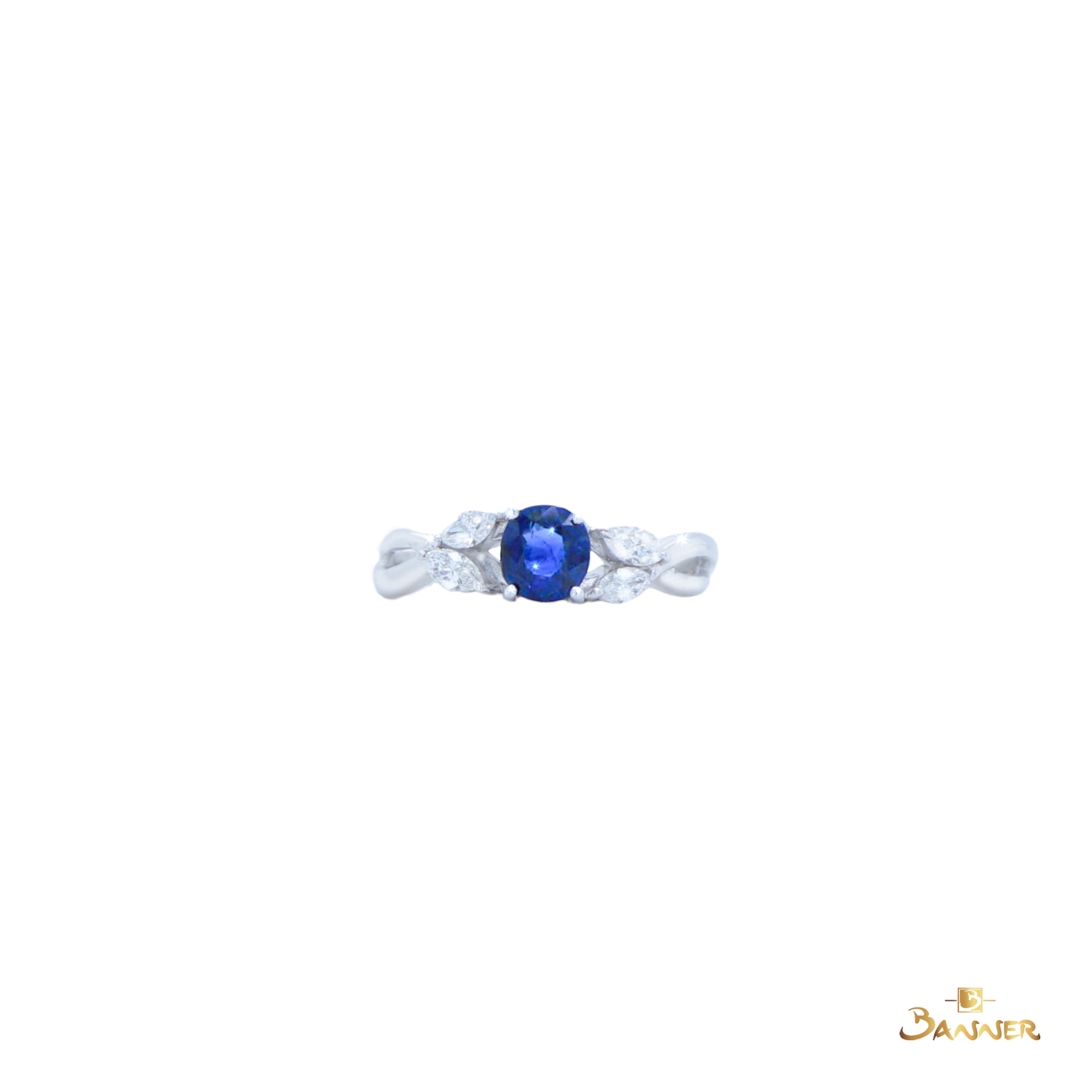 Sapphire and Diamond Floral Vine Ring