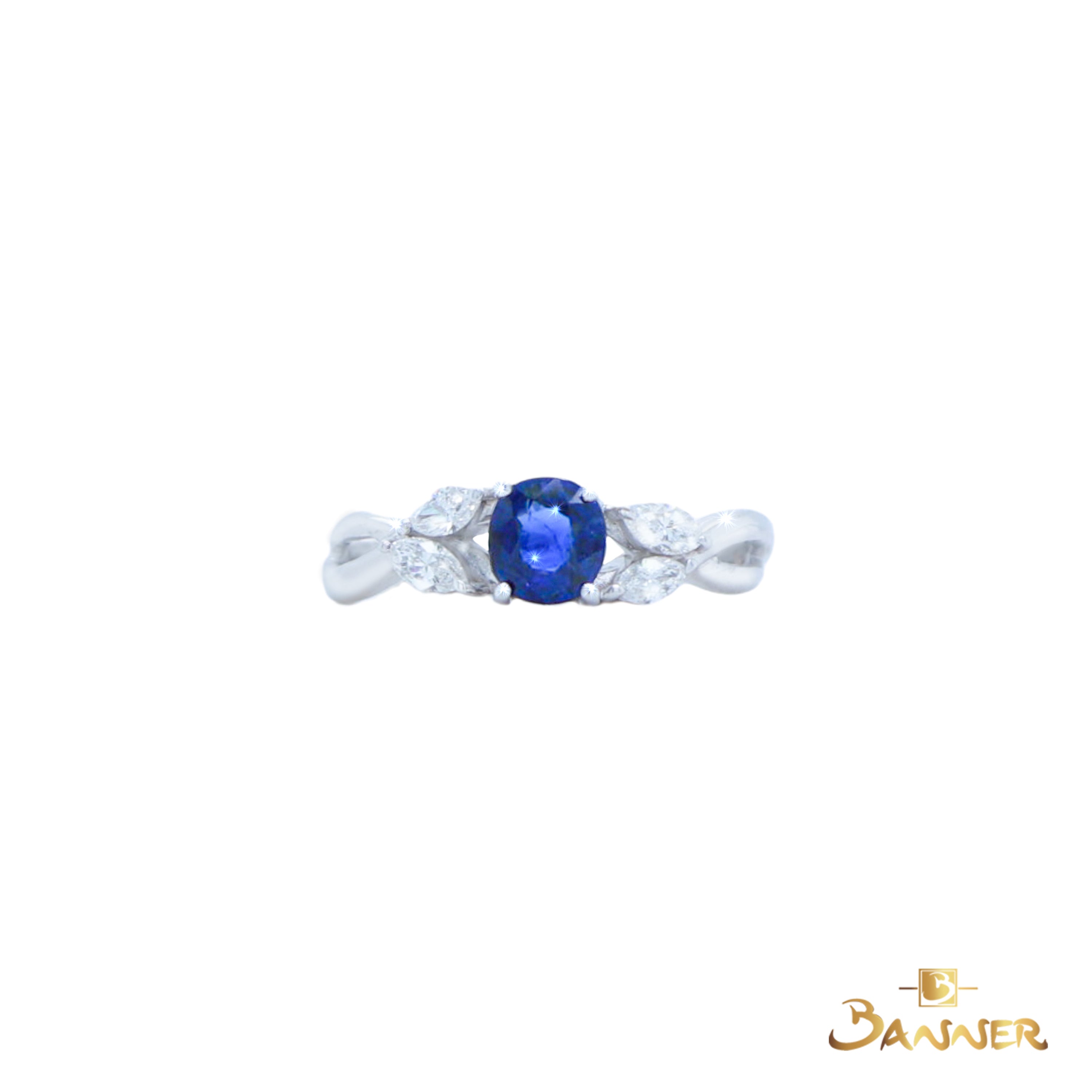 Sapphire and Diamond Floral Vine Ring