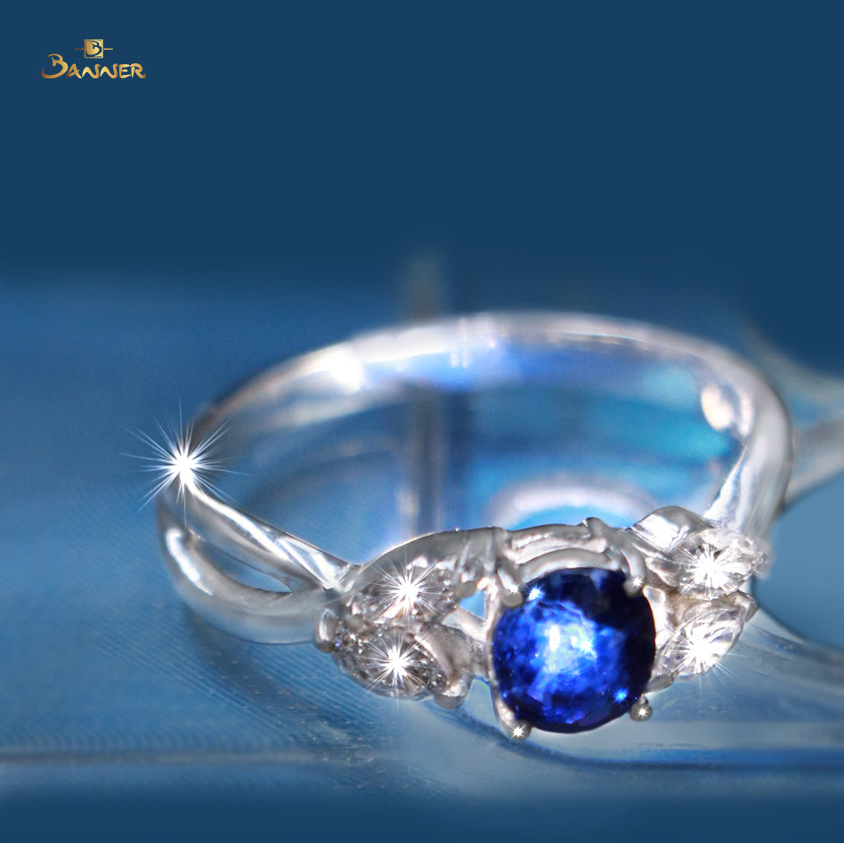 Sapphire and Diamond Floral Vine Ring