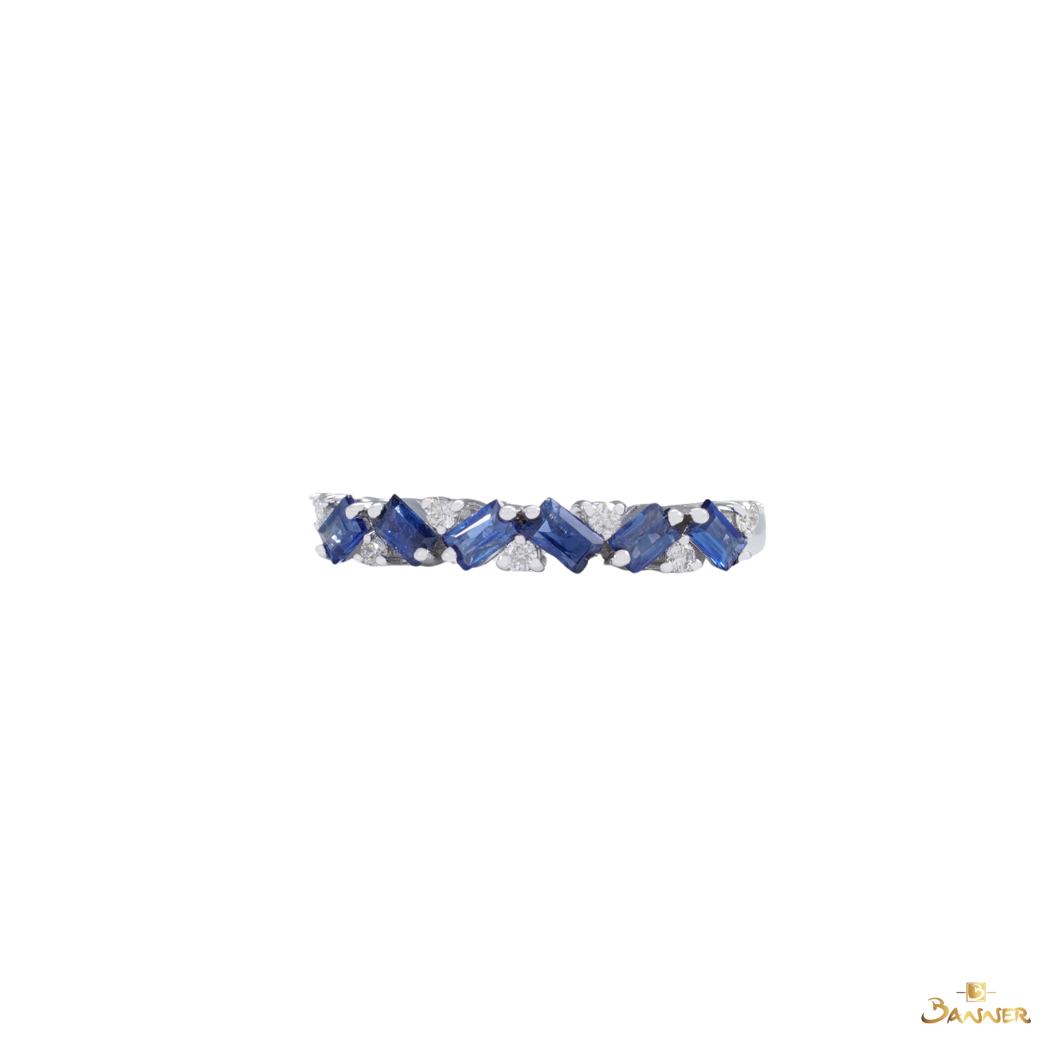 Sapphire Baguette and Diamond Pave Ring