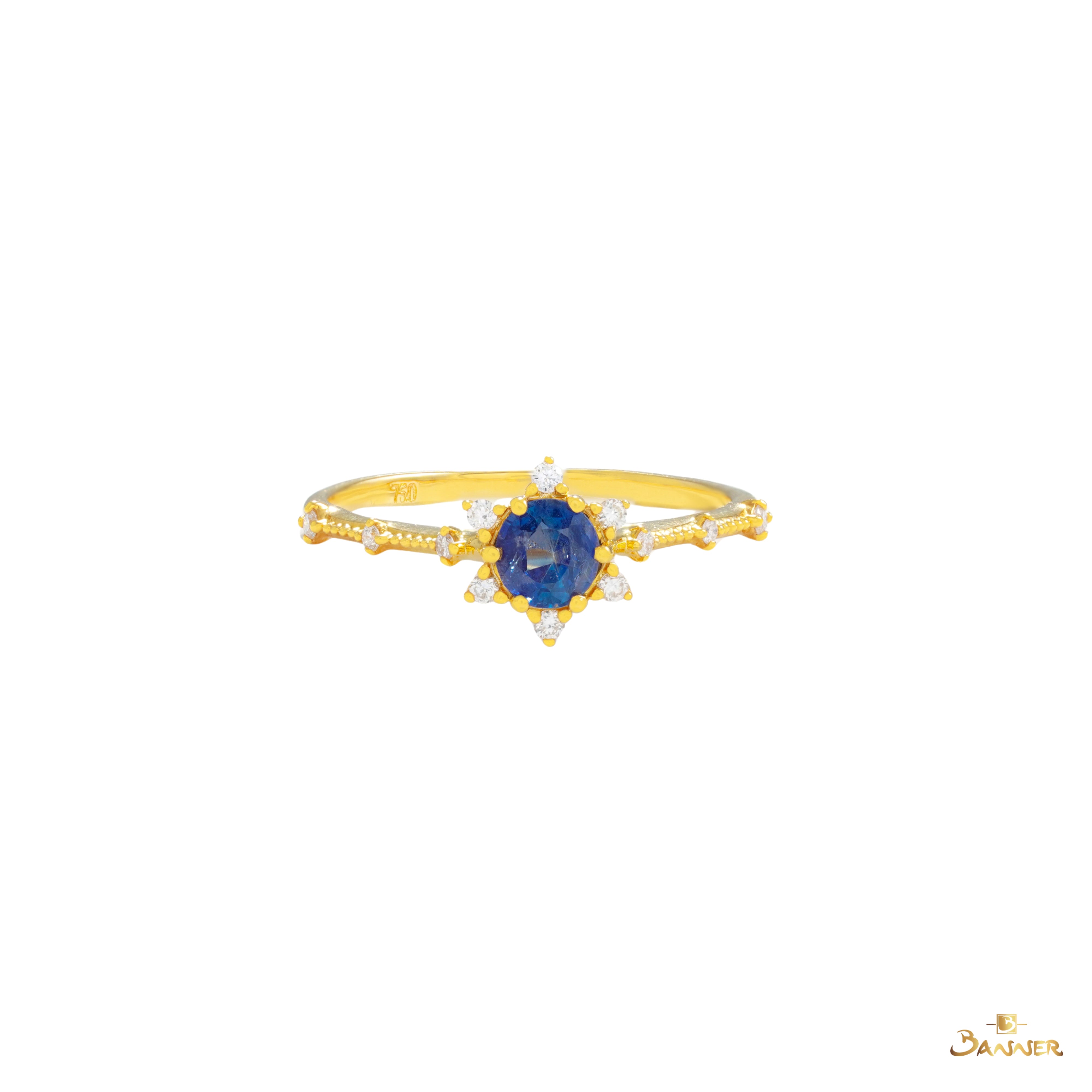 Sapphire and Diamond Blue Blossom Ring